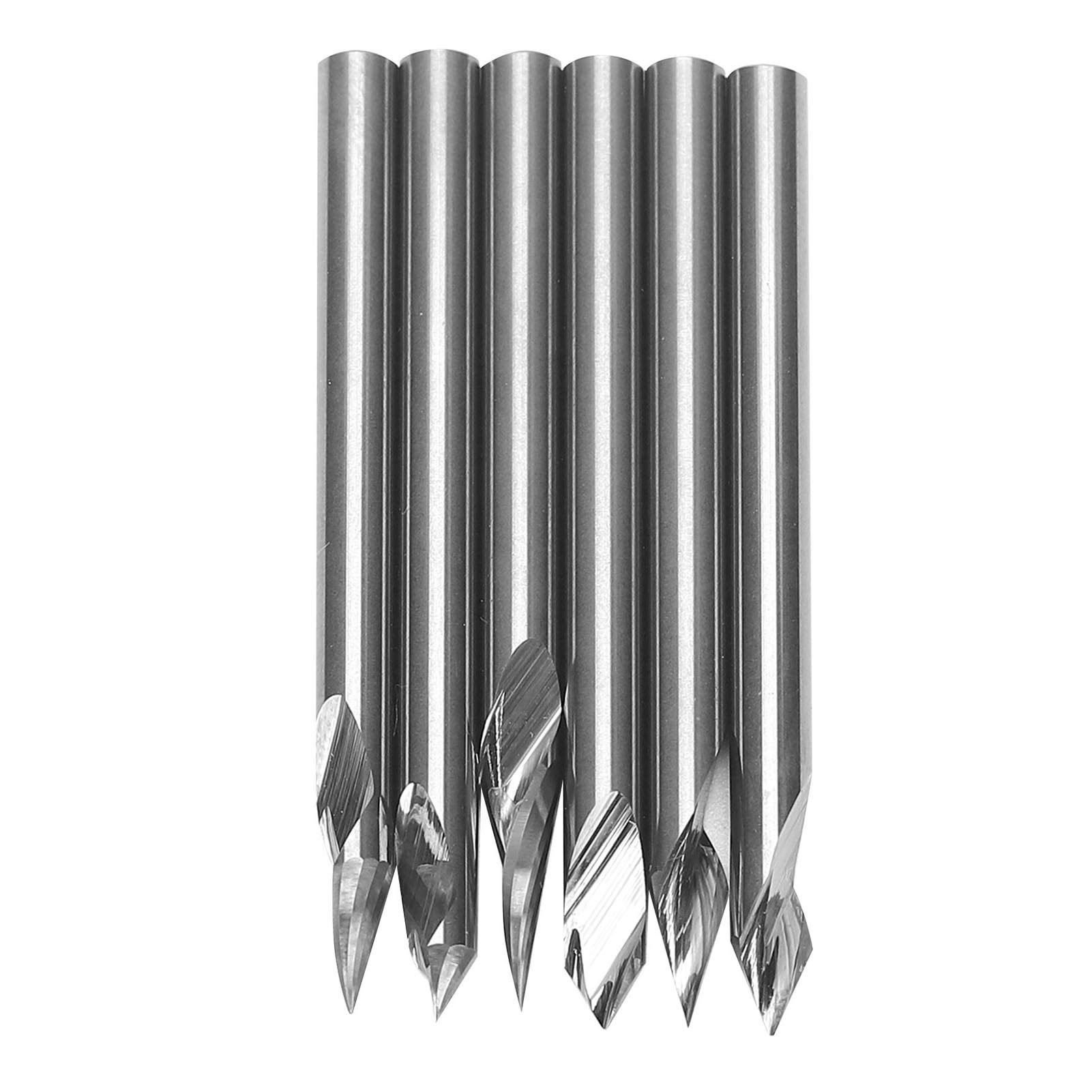 6 piezas cortador de punta de taladro grabado fresa herramienta de carpintería hardware 3,175 mm acero de alta velocidad plata 40 mm de longitud para máquina amoladora de tallado