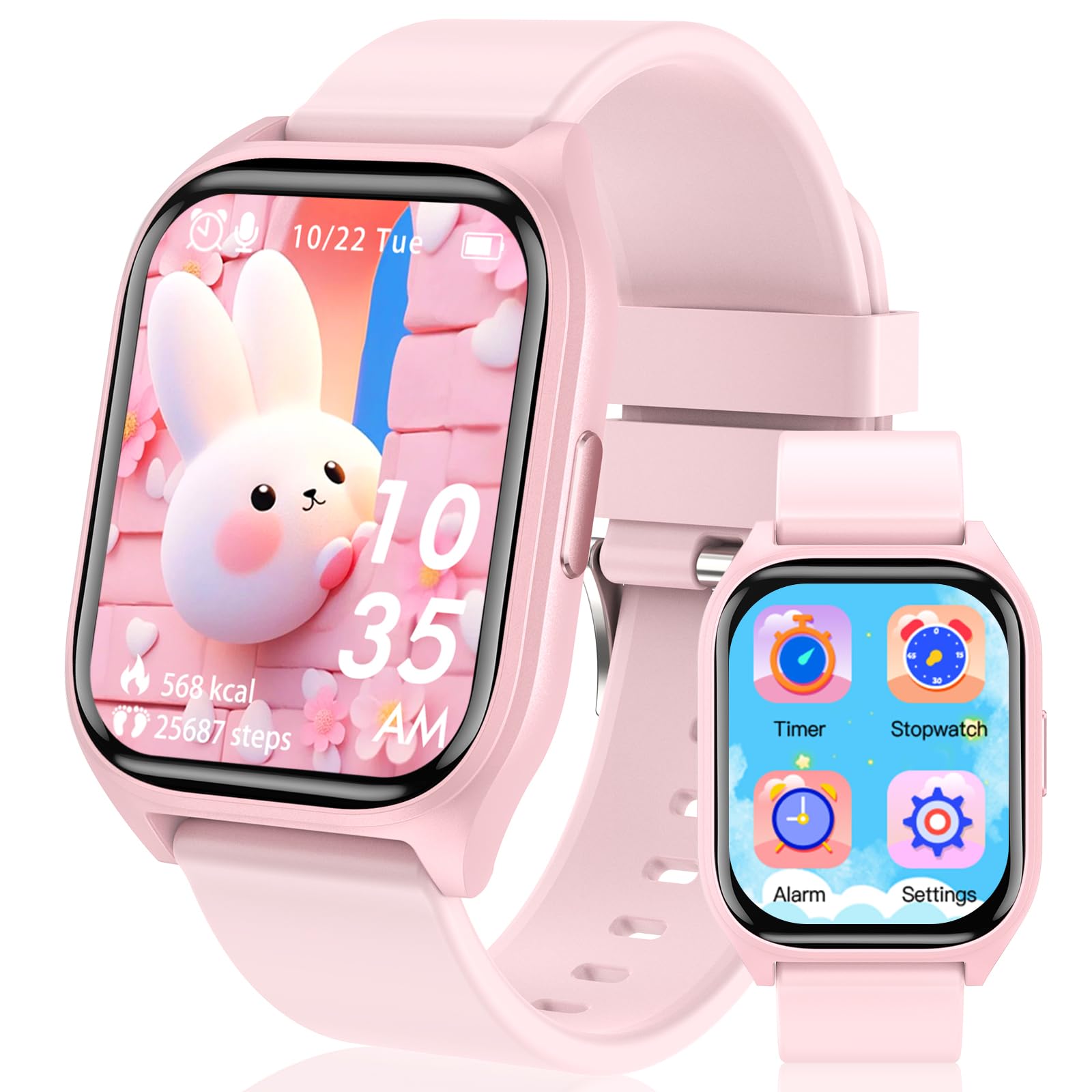 clleylise Smartwatch voor kinderen, smartwatch speelgoed voor jongens en meisjes, geschenken, kinderen smartwatch met 26 games, HD-camera, muziek, video, stappenteller, alarm, kinderhorloge voor