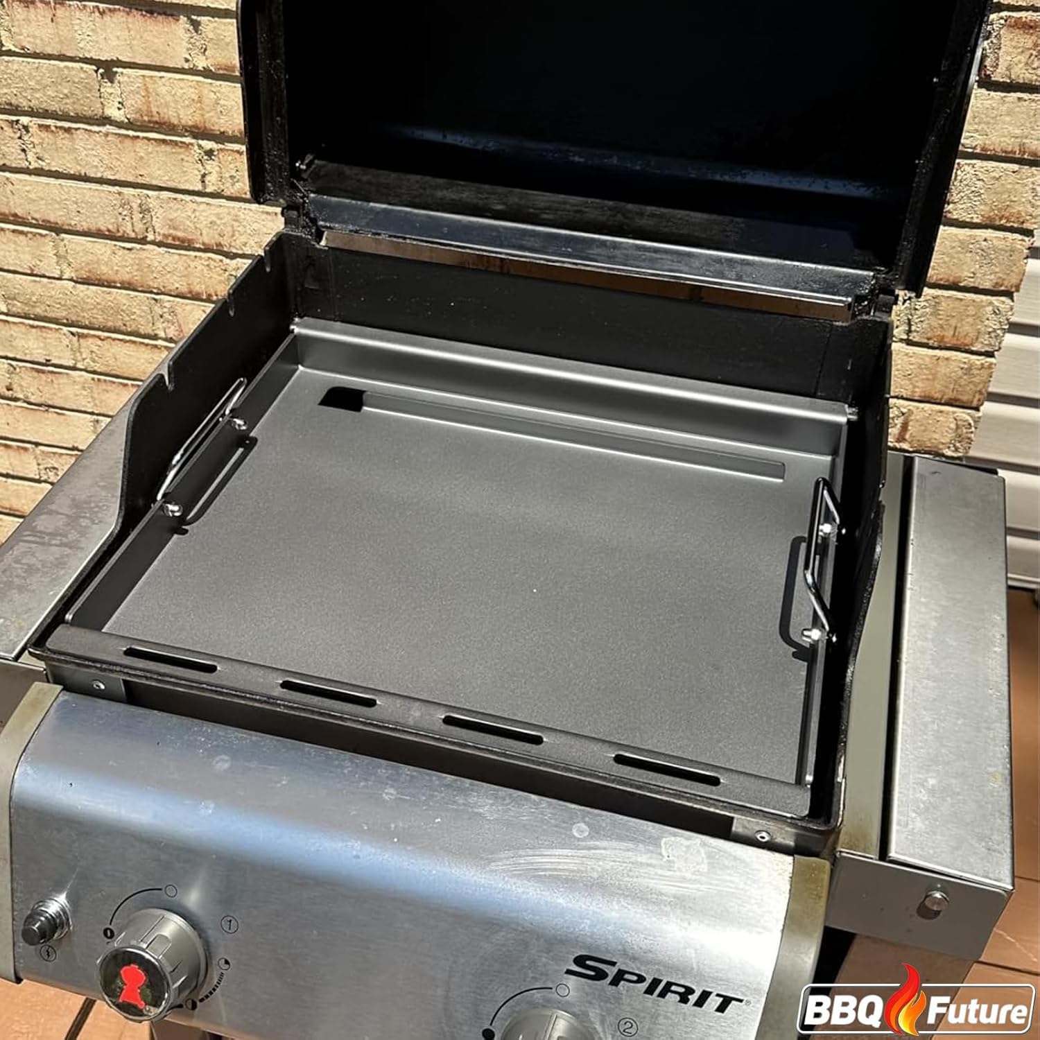 Full Size Griddle Inserts for Weber Spirit 200 Series Gas Grills, 7637 Flat Top Grill Griddle with Handles Replacement Part for Weber GS4 Spirit I & II S-210 E-210 E-220, Carbon steel, Black