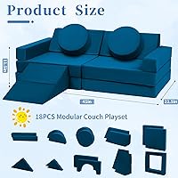 Vista 2 de Sofá para Niños Pequeños Modular - 18 piezas de sofás para niños para construir fortaleza, sofá de espuma convertible y cojín de juego creativo