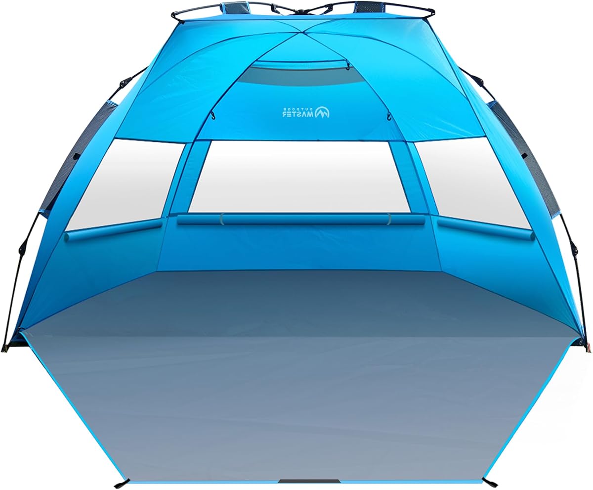 Tienda de campaña emergente protector solar para 3-4 personas con sacos de arena | Configuración instantánea, protección UPF 50+, puerta con cremallera de privacidad, ventanas ventiladas, bolsa de transporte portátil