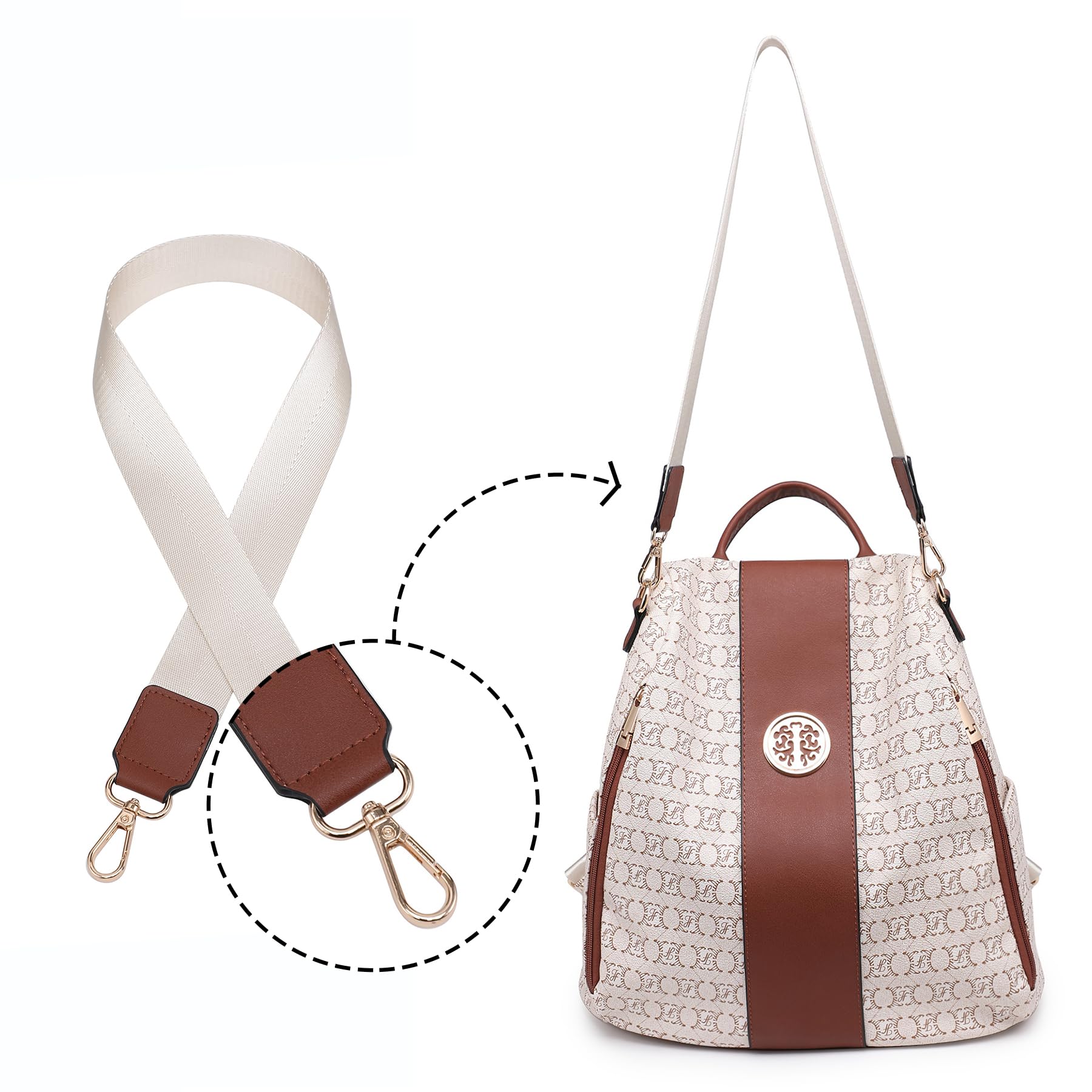 MKP COLLECTION Set di 2 zaini da donna, alla moda, con tasche multiple, antifurto, da viaggio, borsa a tracolla, 11.8"L x 5.5"W x 14"H