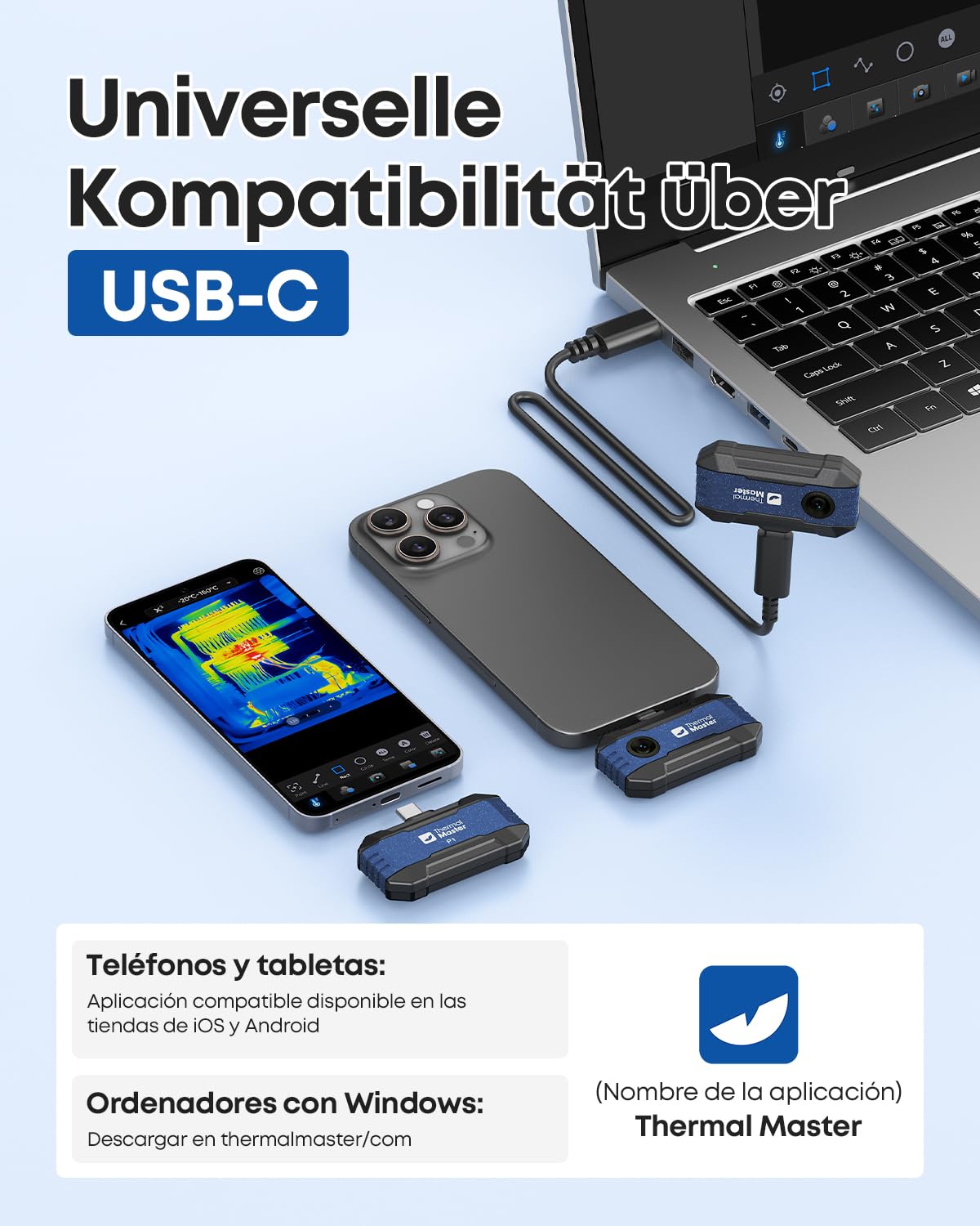 Cámara termográfica P1 para iPhone 15/16 y Android 320 x 240 resolución X³