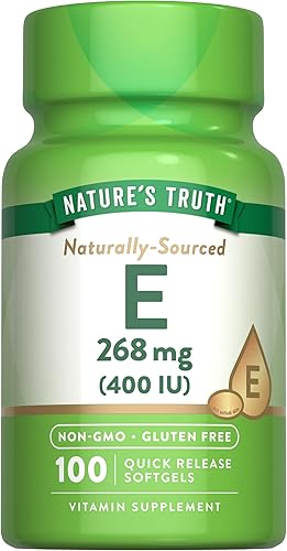 Nature's Truth Vitamina E 400 UI 268mg cápsulas blandas | 100 unidades | Suplemento sin OMG y sin gluten