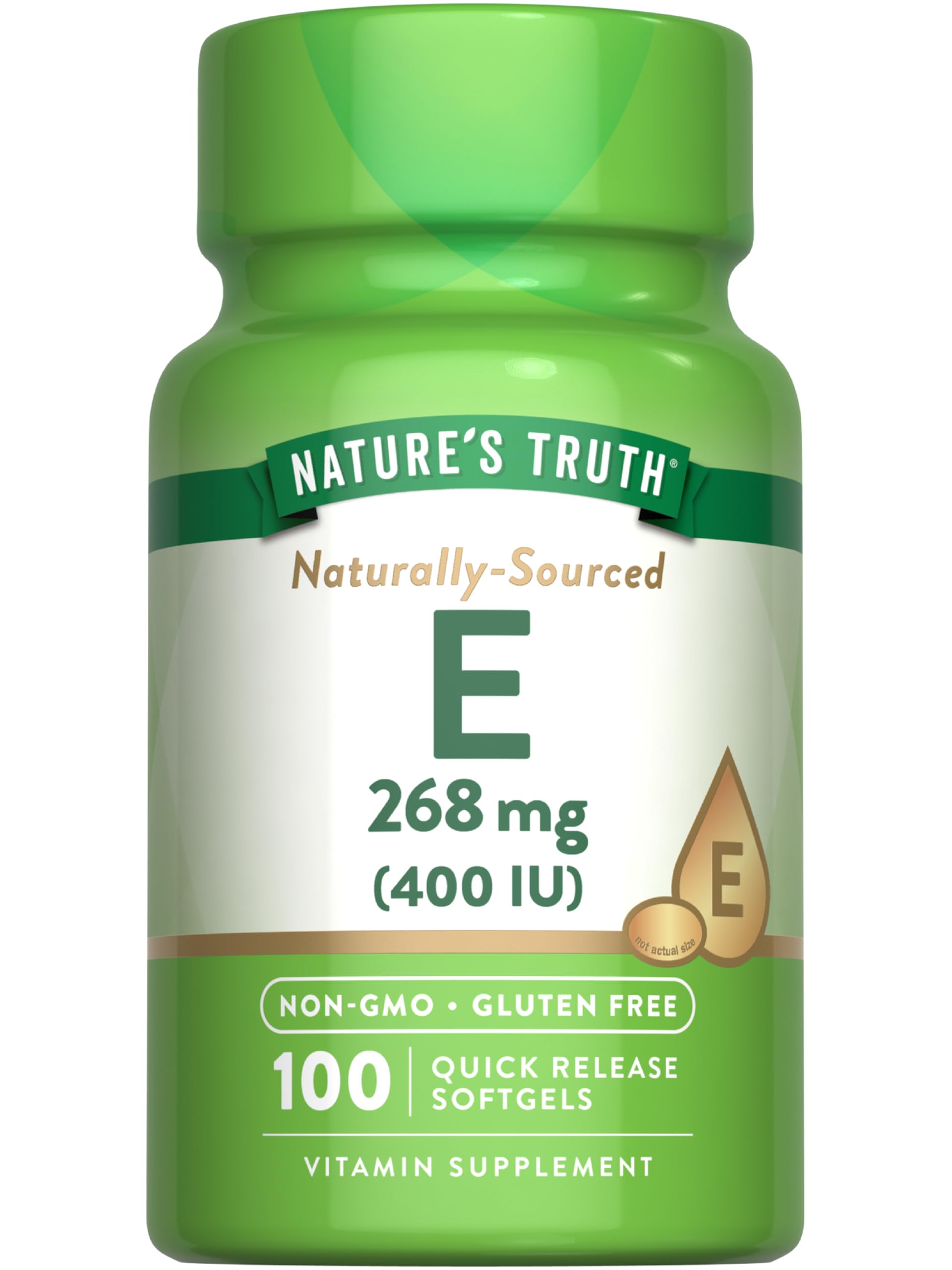 Nature's Truth Vitamin E 400 IU Softgels | 268mg | 100 Count | Non-GMO & Gluten Free Supplement