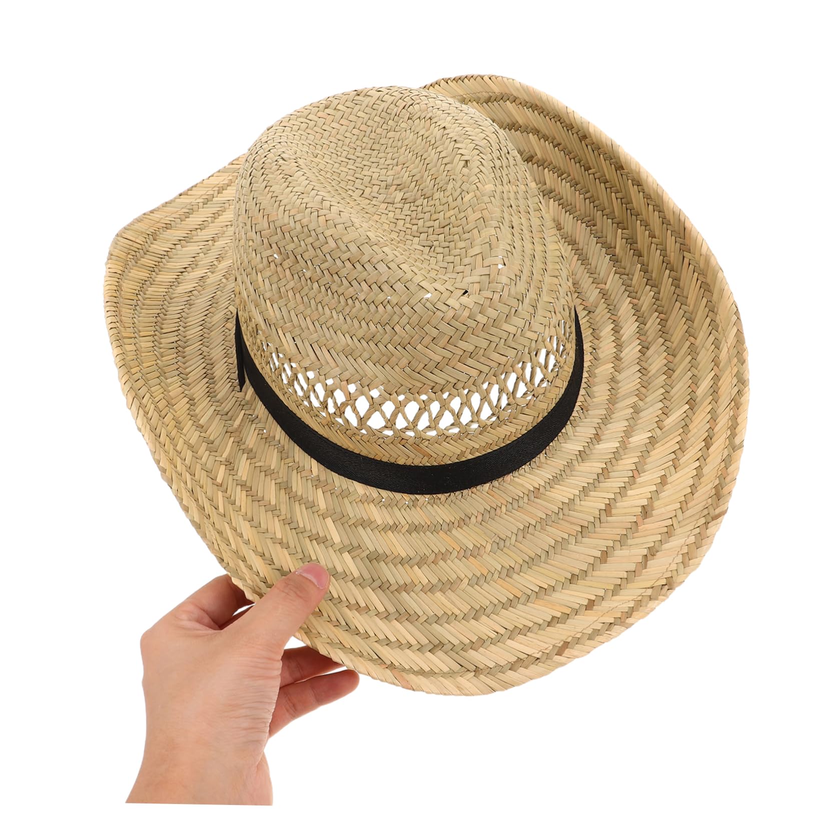 minkissy Sombrero de Verano para Hombre de Paja Beige ala Ancha, Diseño Tejido a Mano, Protección Solar Integral y Decoracion Verano para Pesca y Camping
