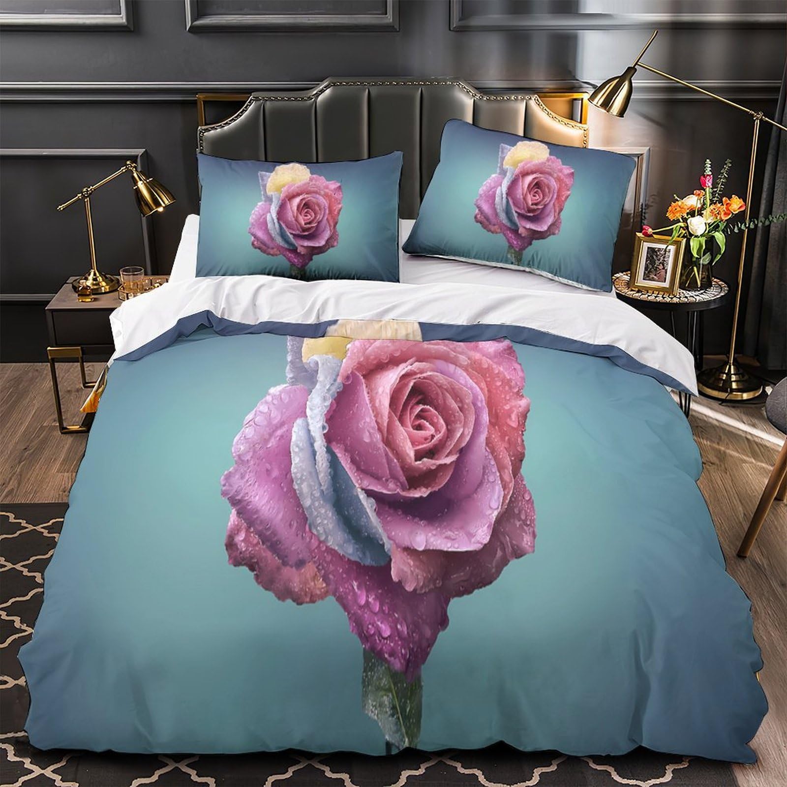 Linge de lit rose imprimé éclair ultra doux et résistant aux lavages répétés