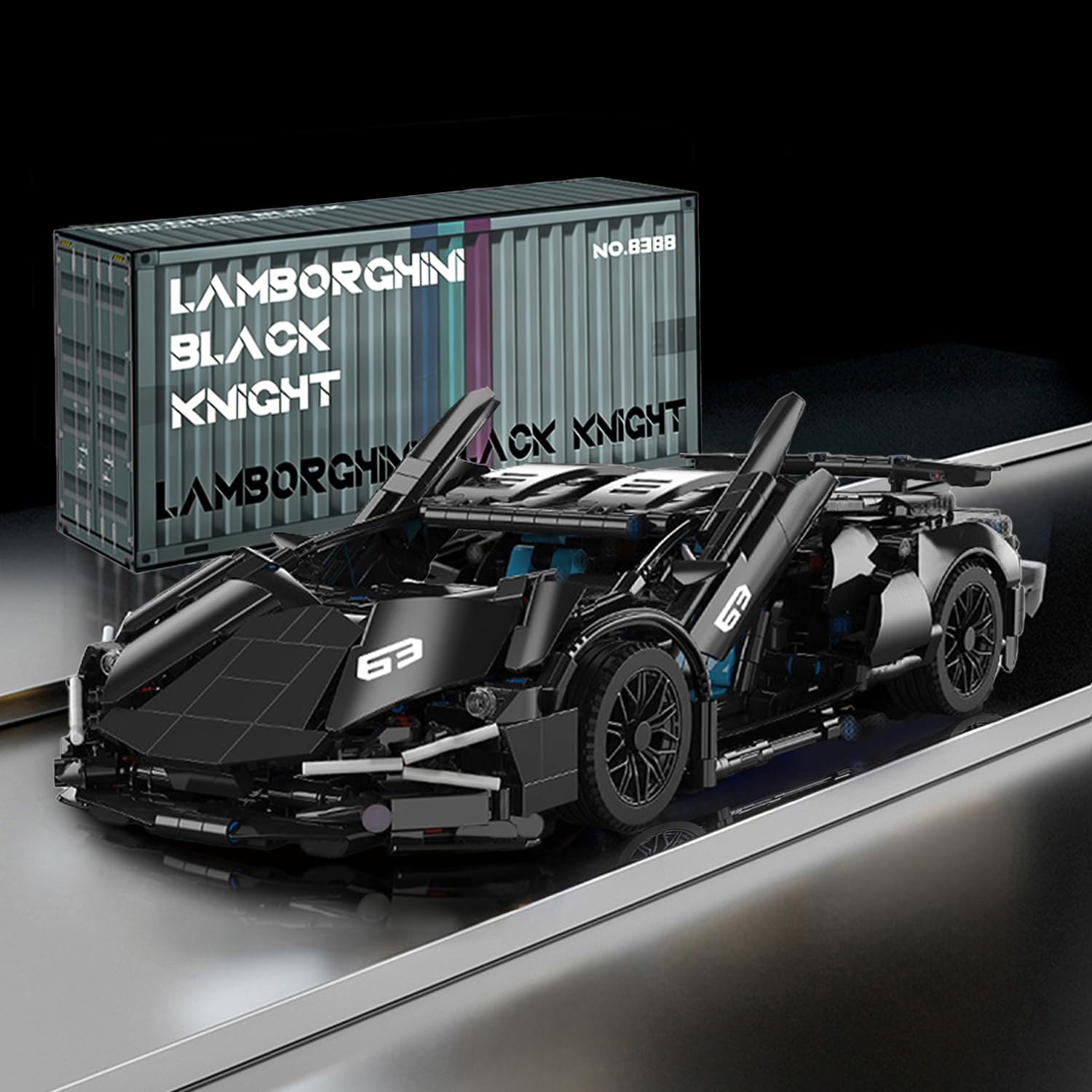 Minxtech Supersportwagen Bausteine Sets, 1314 Teile Technik Sportwagen Modell Bauset Auto Modellbausatz, 1:14 Rennwagen Modell Bausteine Bausatz, Kompatibel mit Mainstream Marken - Schwarz