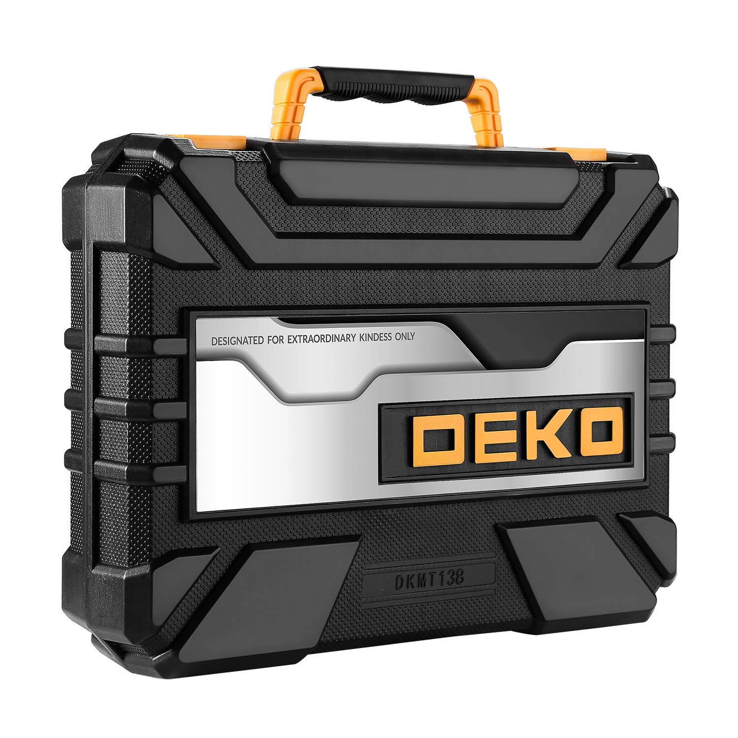 Set di Attrezzi 138 Pezzi,DEKO Kit di Attrezzi di Riparazione Universale con Custodia di Plastica,Compresi Chiave, Cacciavite, Metro a Nastro, ecc.