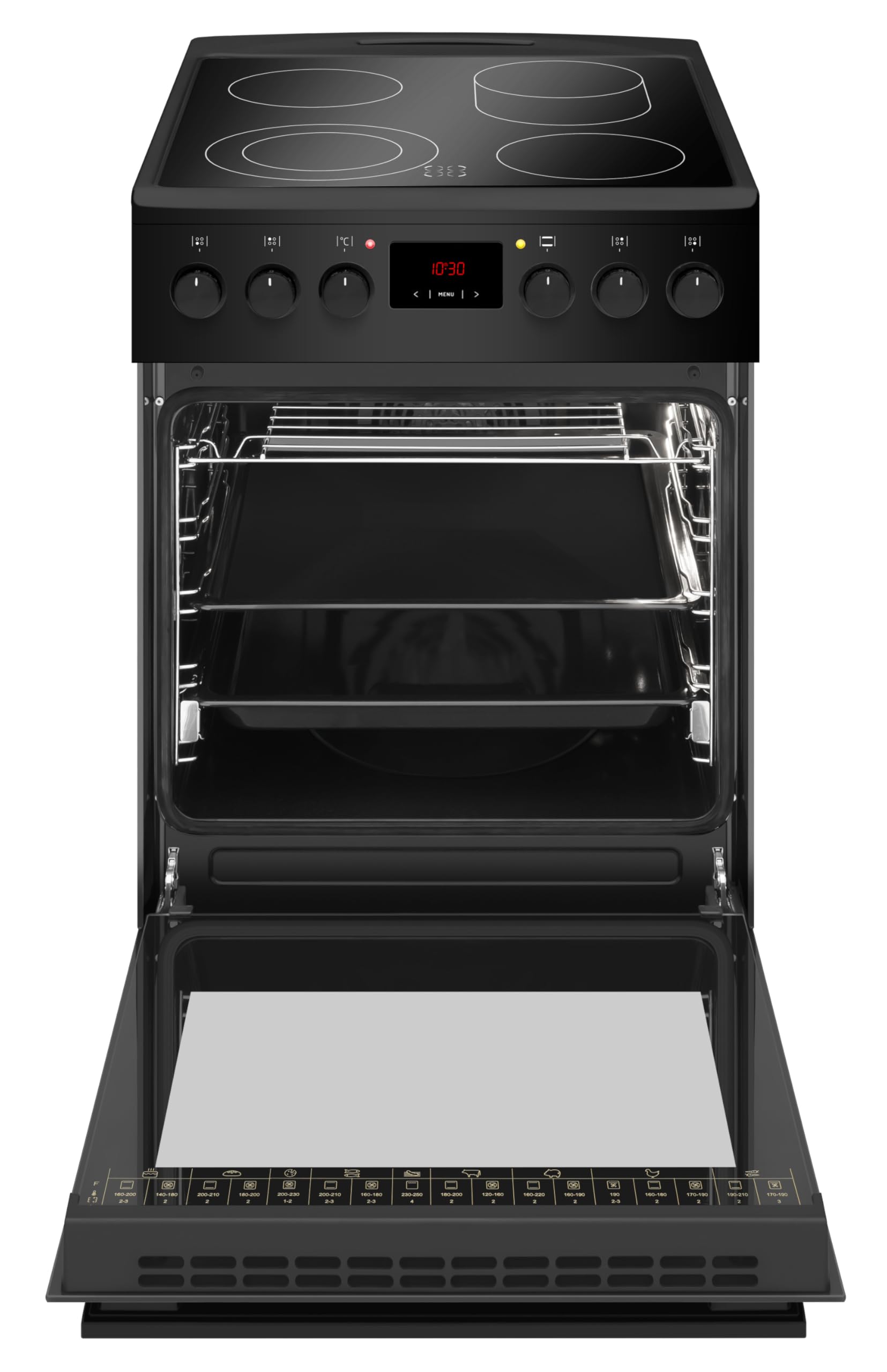 Amica Standherd Elektro 65 Liter 50 cm 11 Funktionen Glaskeramikkochfeld HiLight Kochzonen SensorControl SteamClean EasyClean Schwarz Matt