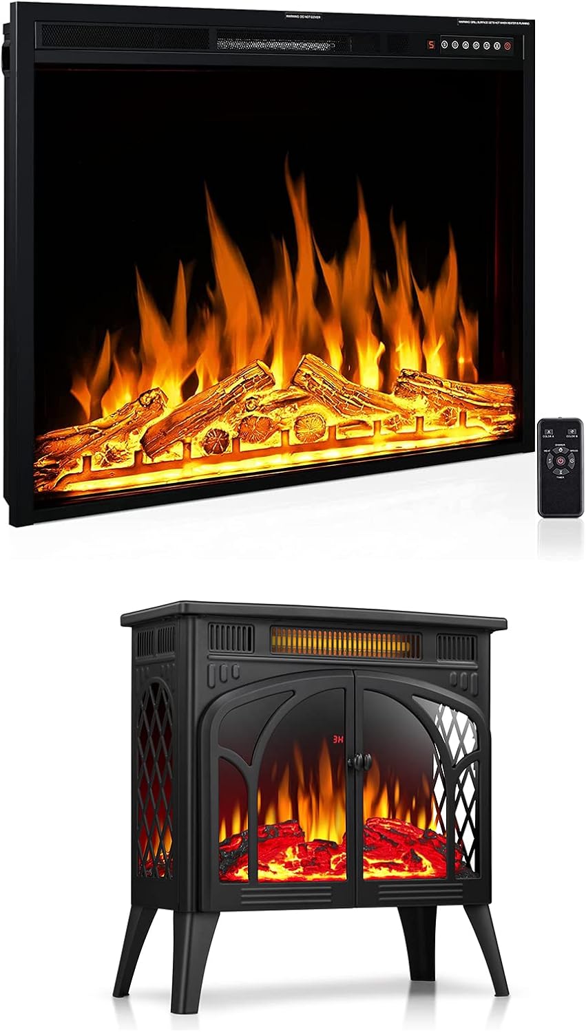 Rintuf Electric Fireplace Heater, 1500W Infrared Fireplace