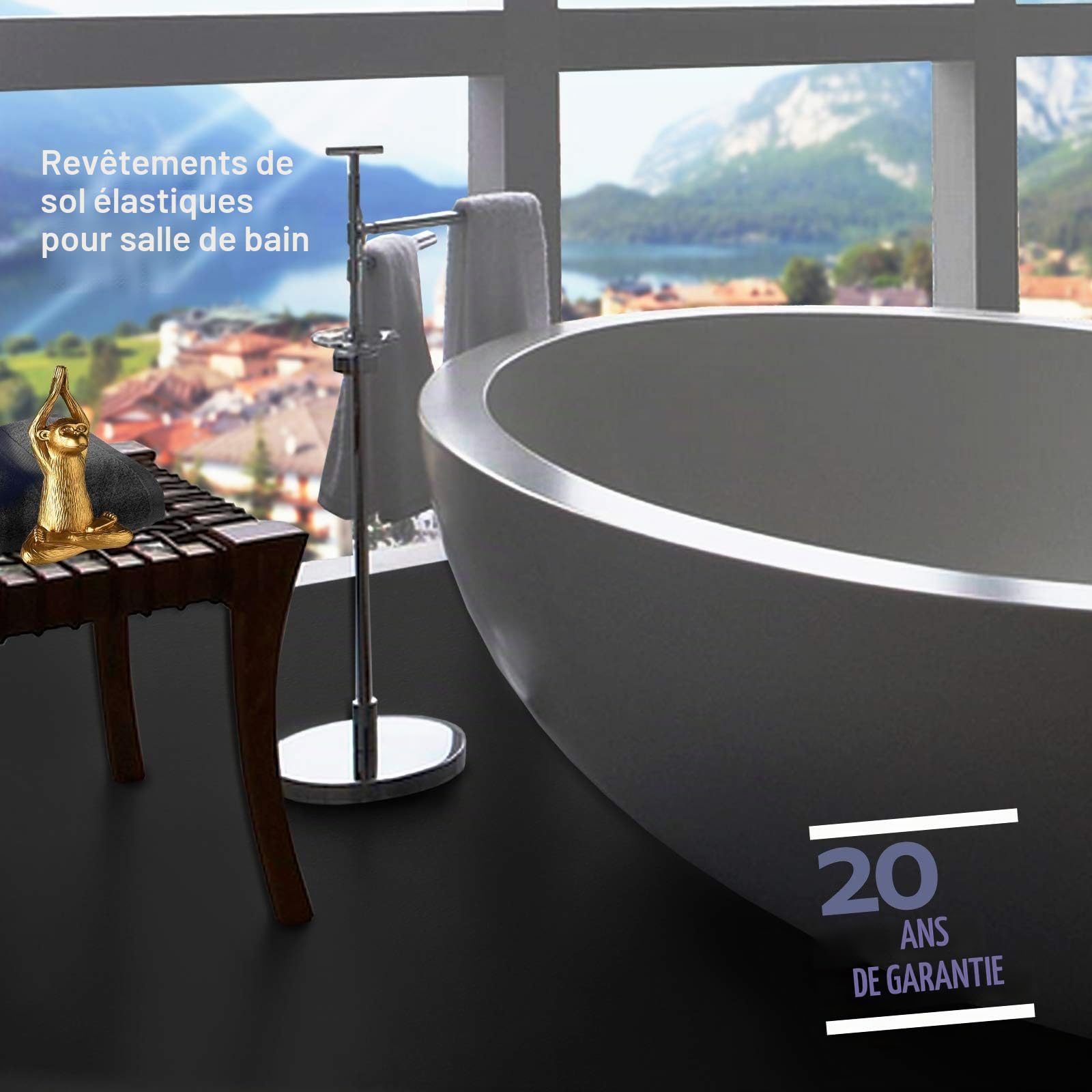 Floordirekt - Revêtement de sol en PVC sur mesure - Noir - 100 x 500 cm - Résistant et facile d'entretien - Design intemporel
