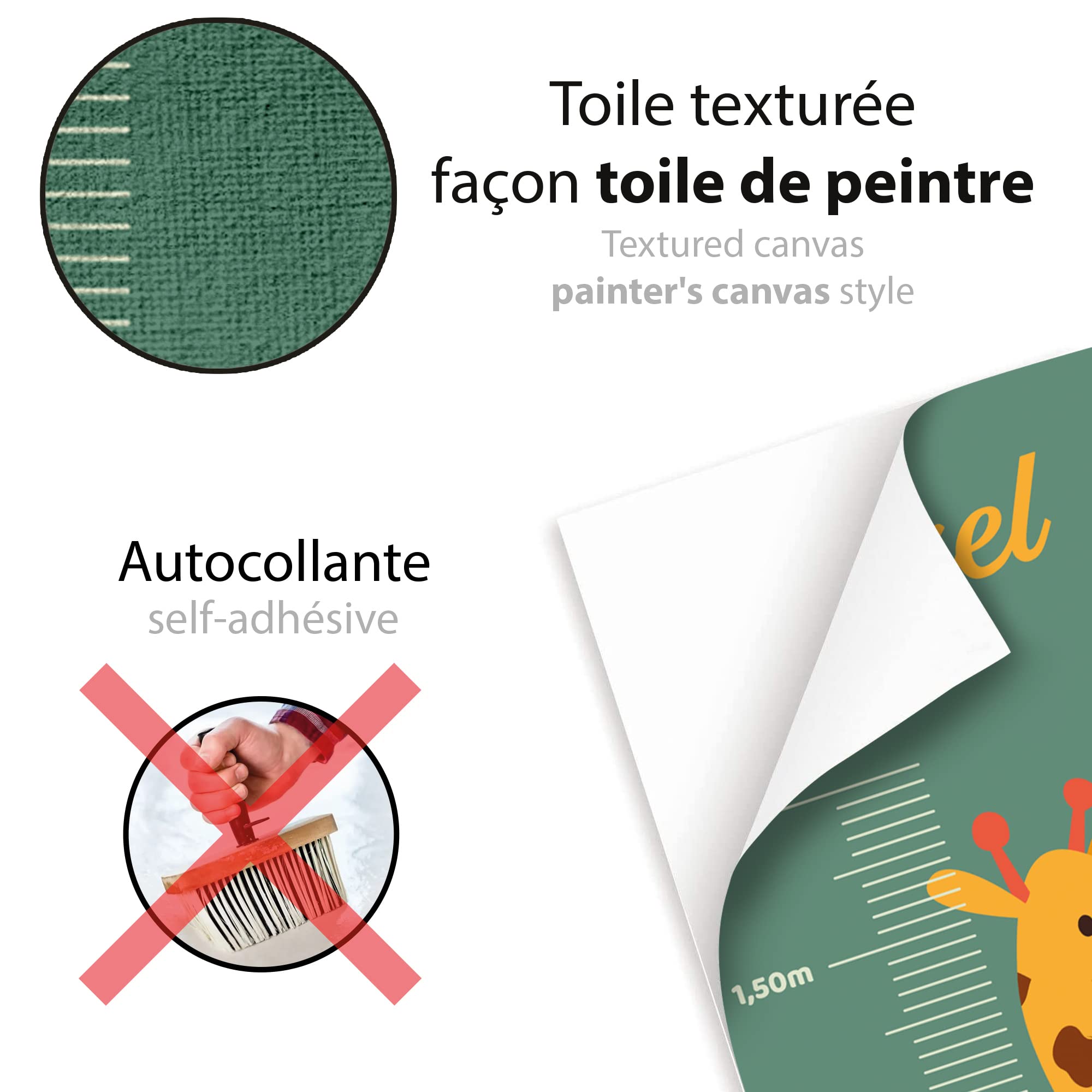 Toise - Adhesivo de pared personalizado para habitación infantil (130 cm)