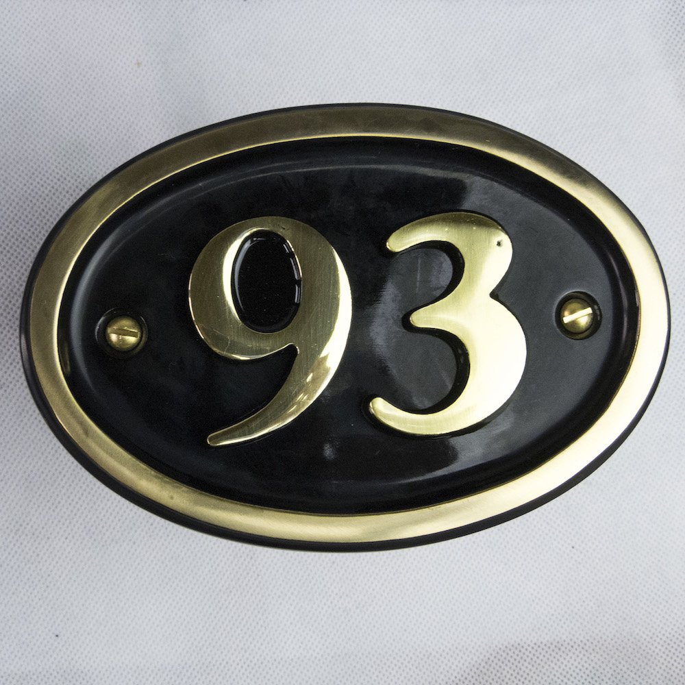 Signs & Numbers Solid Brass House Number Oval Design (No 93)