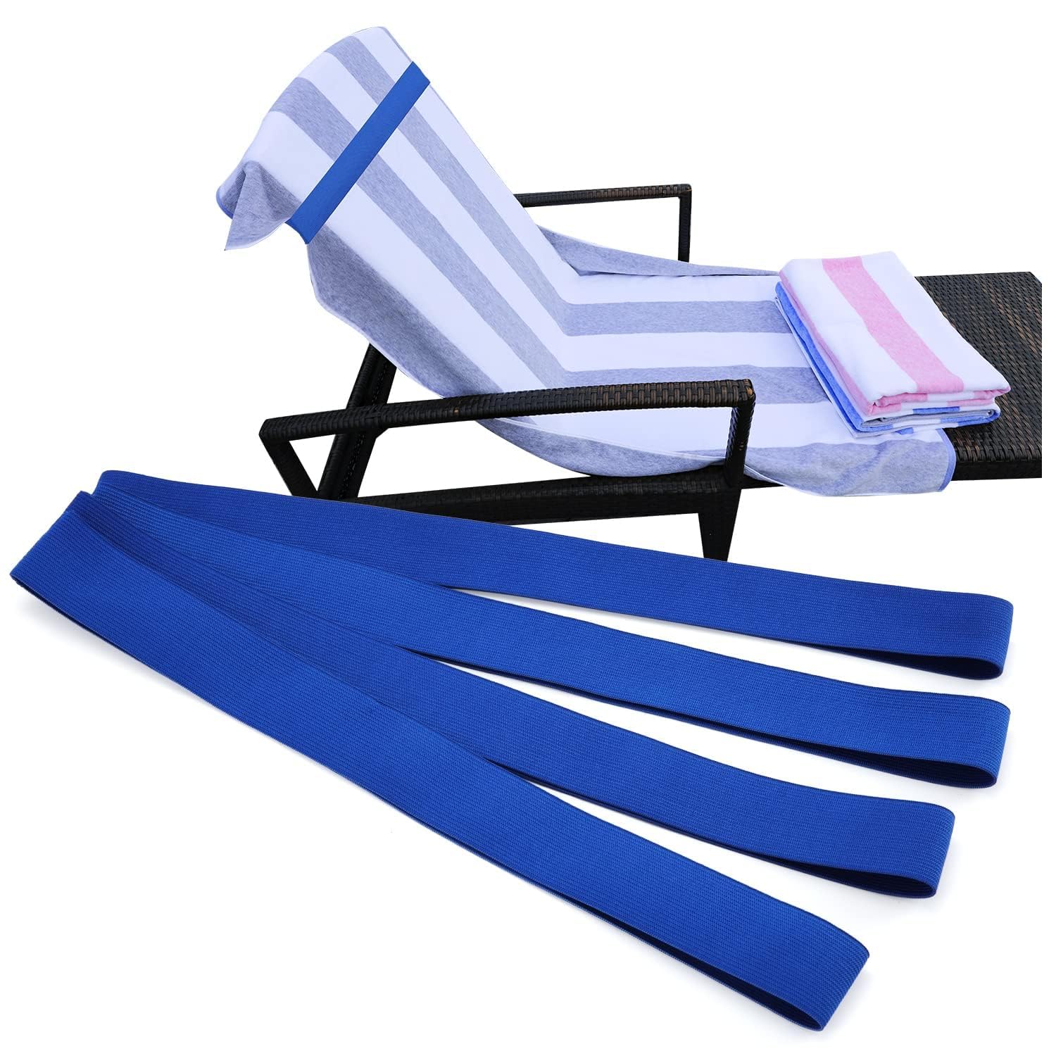 EHOTER Towel Bands 4 Pack Beach Towel Clips Beach Pool Cruise Chairs, 2024 NEW Beach Accessories, The Better Towel Holder Beach Towel Clips Essential for vacation (Blue*4)