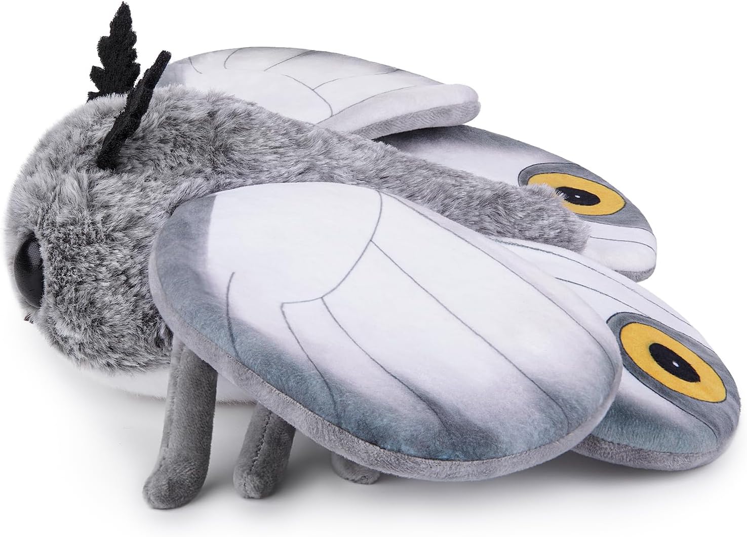 Cute Moth Plush Toy, White Moth Stuffed Animals 11in, Handmade Big Mothman Insect Plushie Model Toy, Unique Plush Gift Collection for Kids