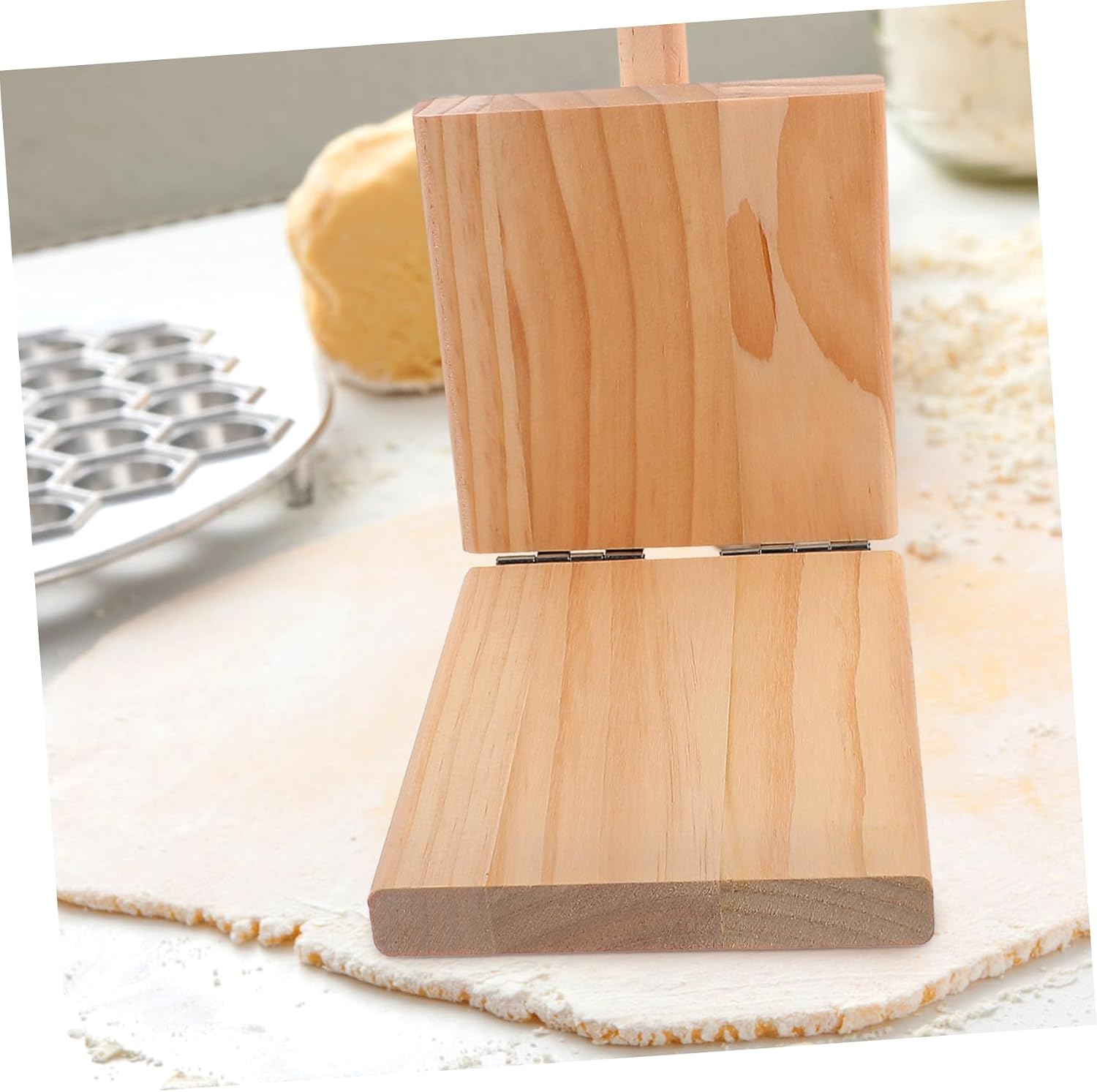 LABRIMP Wooden Dumpling Skin Press Compact and Reusable Dough Press Tool for Easy Dumpling and Ravioli Making Ergonomic Handles for Maximum Pressure for Home Use
