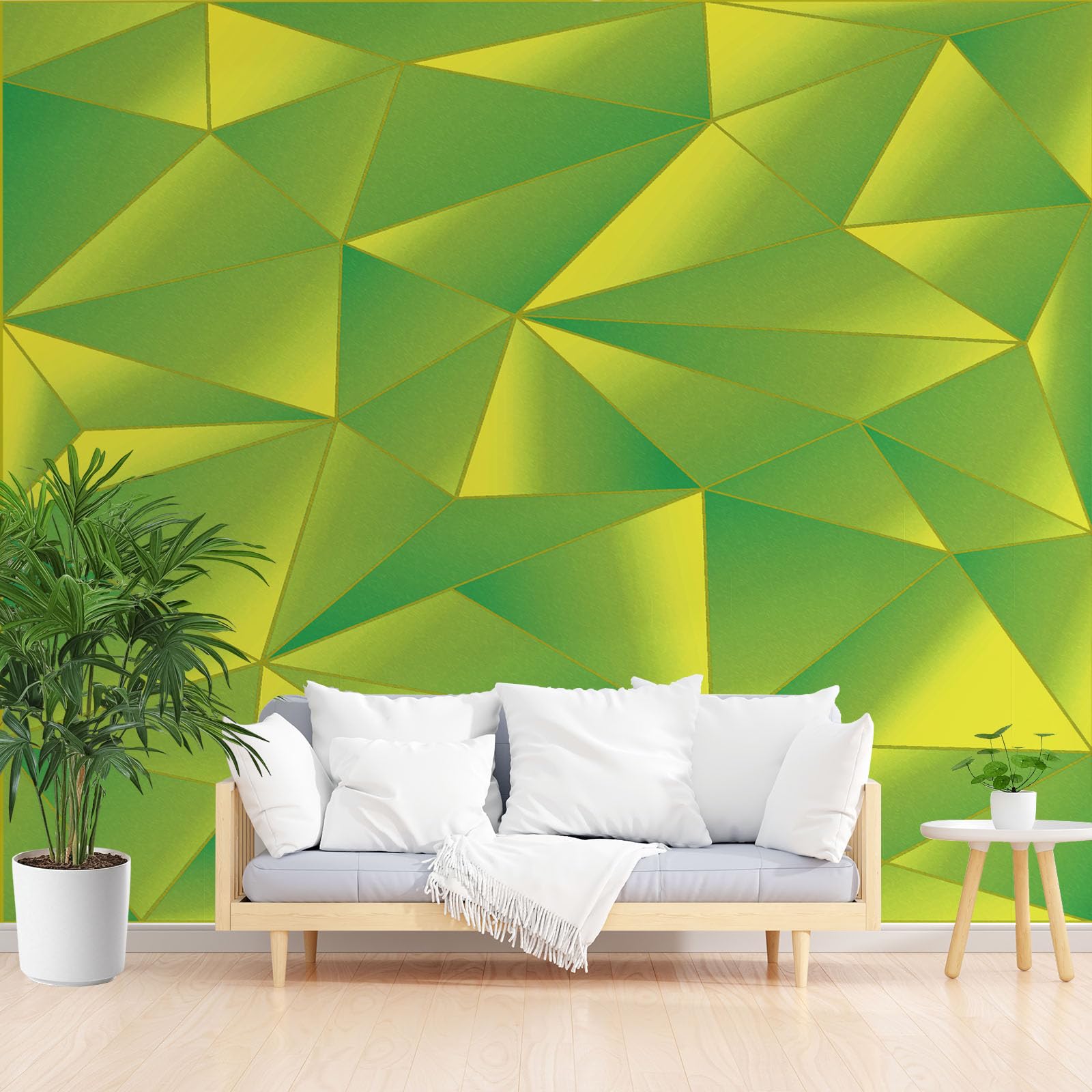 Papier peint intissé géométrique 300x210 cm avec effet illusion d'optique pour salon moderne