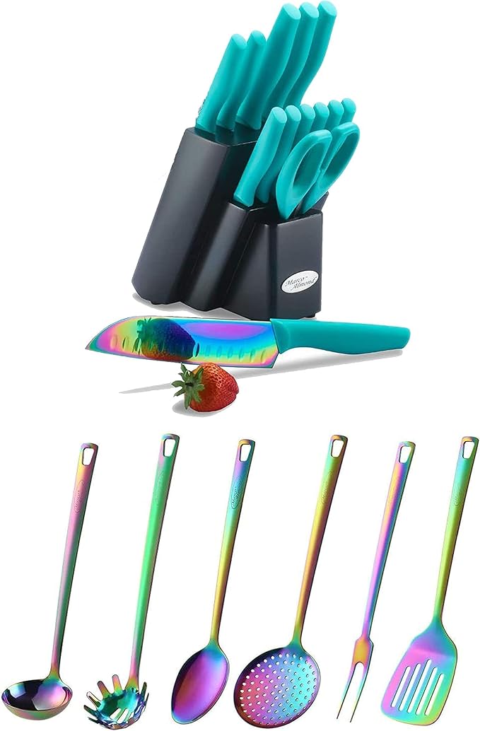 Rainbow Color Cutlery Knife Set Kitchen Knives Sets Plug
