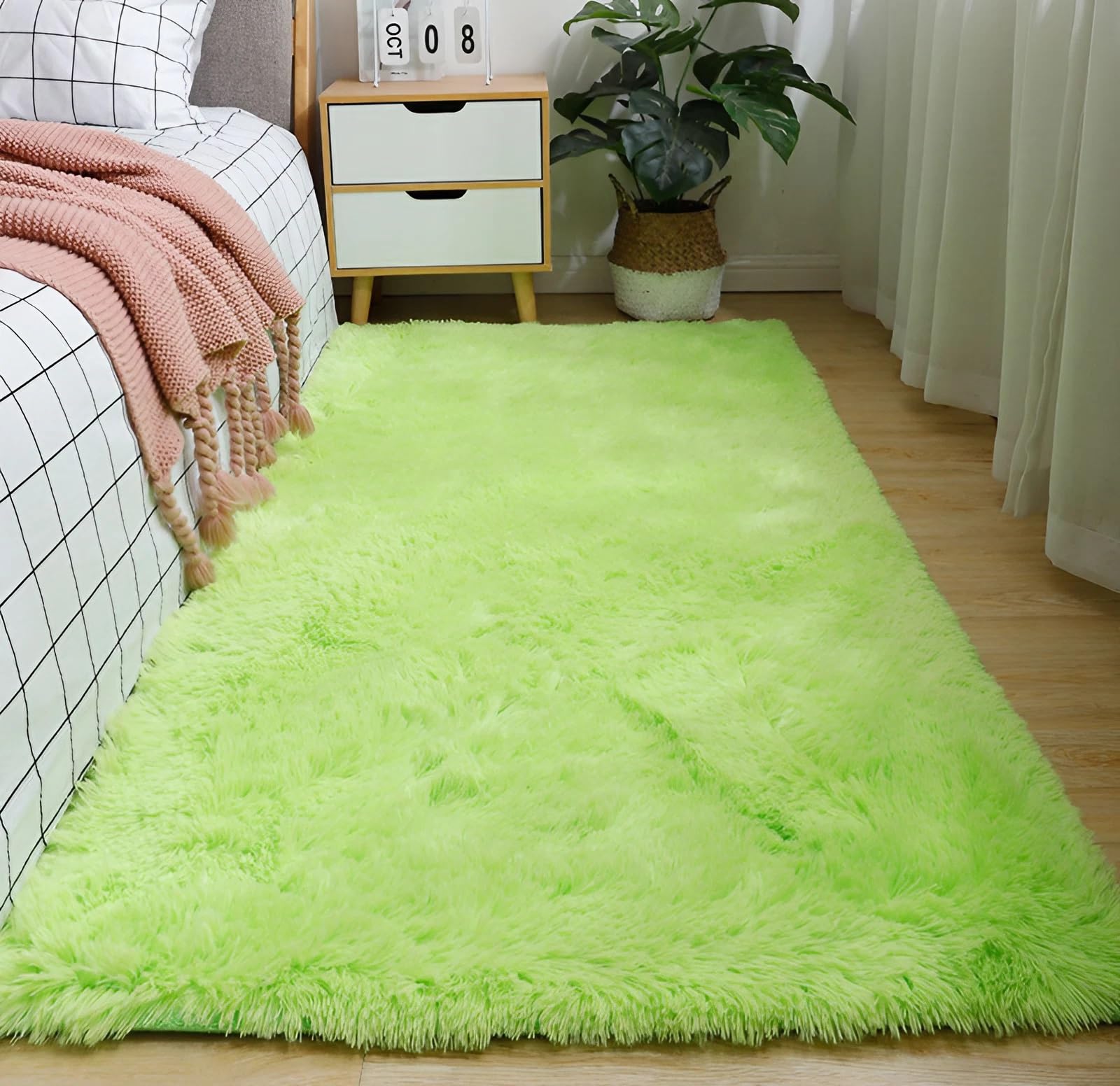 Tapis salon shaggy à poils longs lavable 60x200 cm descente de lit fausse fourrure pour chambre