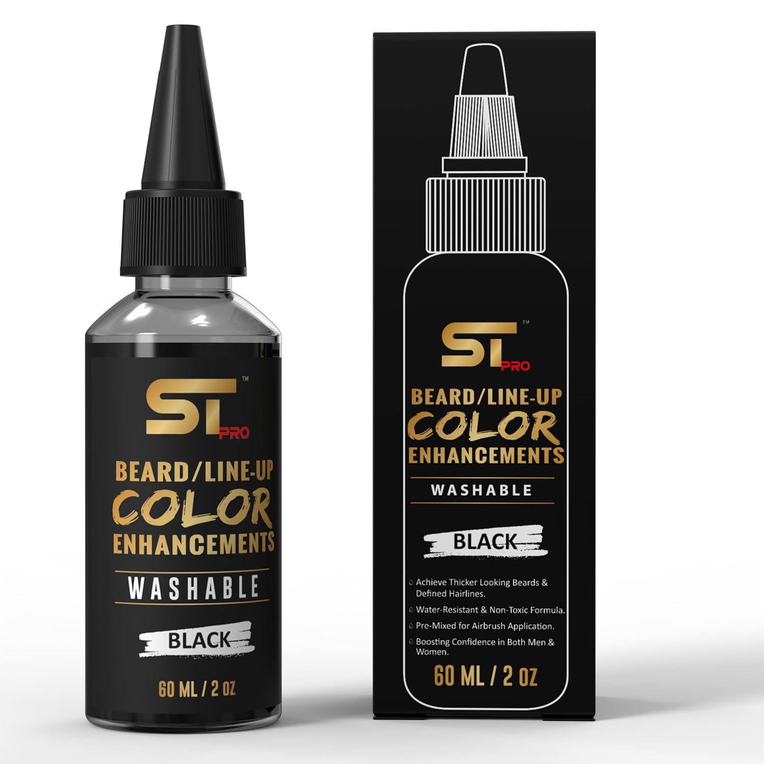Supreme Trimmer Airbrush Hair & Beard Enhancement Ink | Barber-Grade Line-Up & Filler Spray | Water Resistant, Washable, Pre-Mixed for Precision Hairlines & Sharp Edges (Washable / 60ML Black)