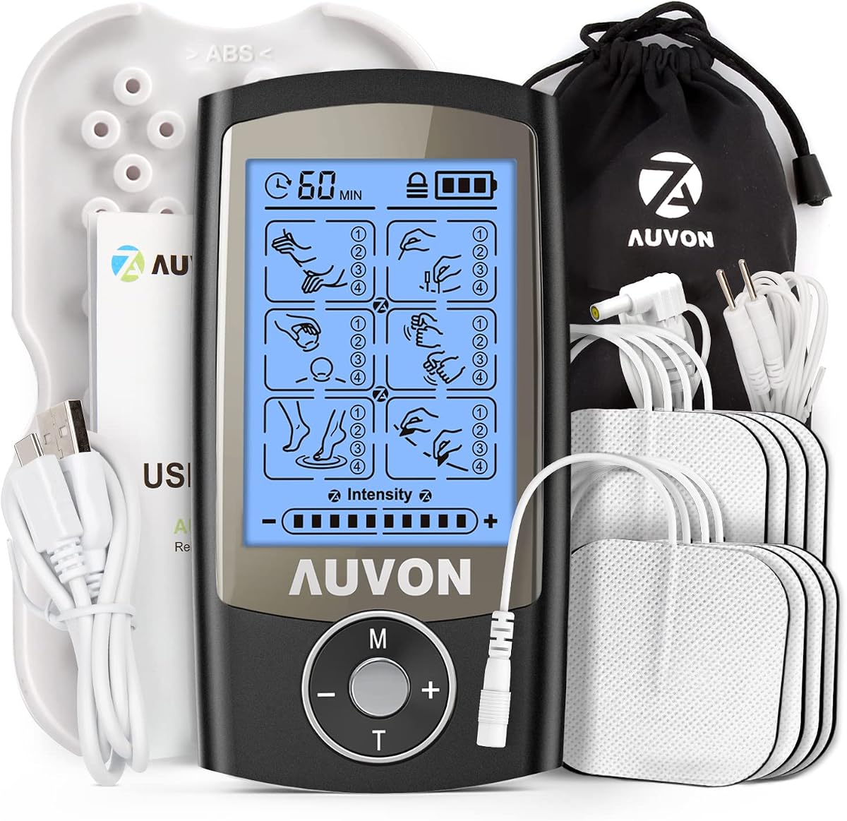 24 Modes TENS Unit Muscle Stimulator for Pain Relief, Premium Pads | Rechargeable TENS Machine, Drug-Free Pain Relief for Shoulder, Lower Back, Muscle, Physical Therapy, 8pcs Electrode Pads