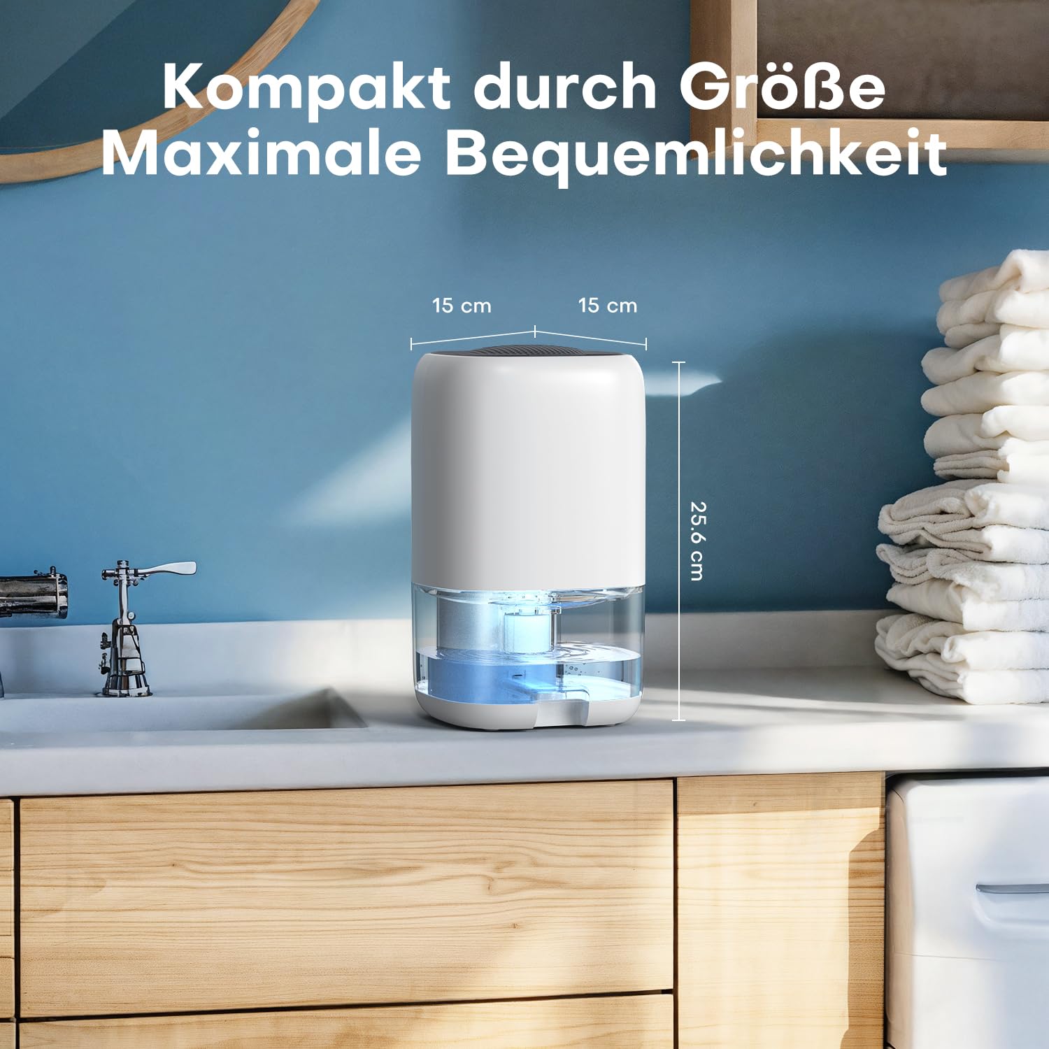 Luftentfeuchter 1000ML, Luftentfeuchter Elektrisch für Zuhause mit 7 Farbiger LED, Kompakt, Leise & Effizient für Kleine Räume, Ideal für Badezimmer, Schrank