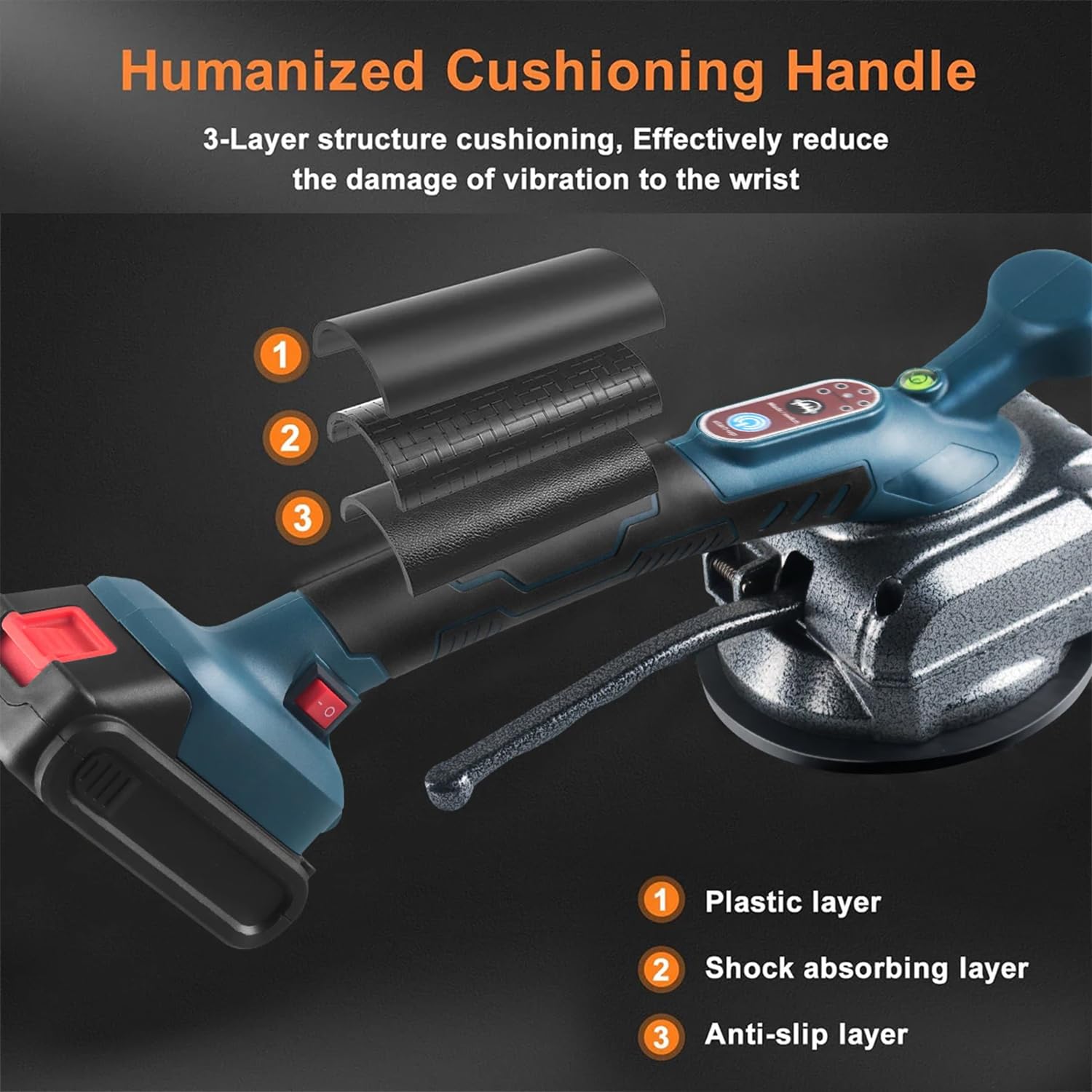 Secoueur de carrelage, machine à carreler 5 vitesses pour batterie Makita 18 V, appareil vibrant pour carrelage sans fil, ventouse de 130 mm, vibromasseur pour carrelage mural et de sol de 0,3 à 2,6 m