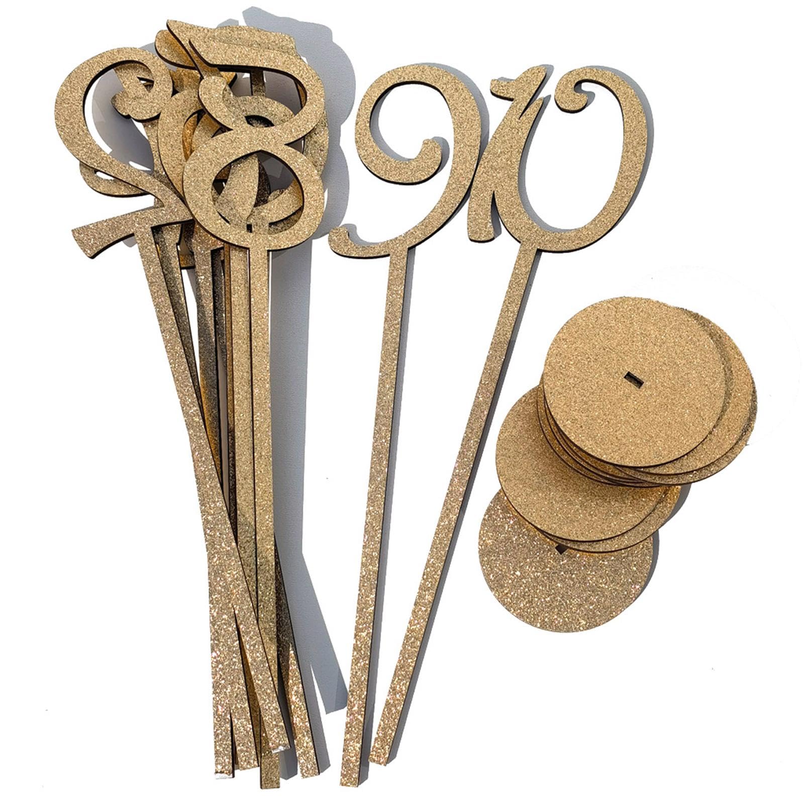 10 Tischkarten Aus Holz mit Sockel, Dekorative Beschilderung, Geeignet für Hochzeiten, Partys Und Jubiläen, 20 Stück golden