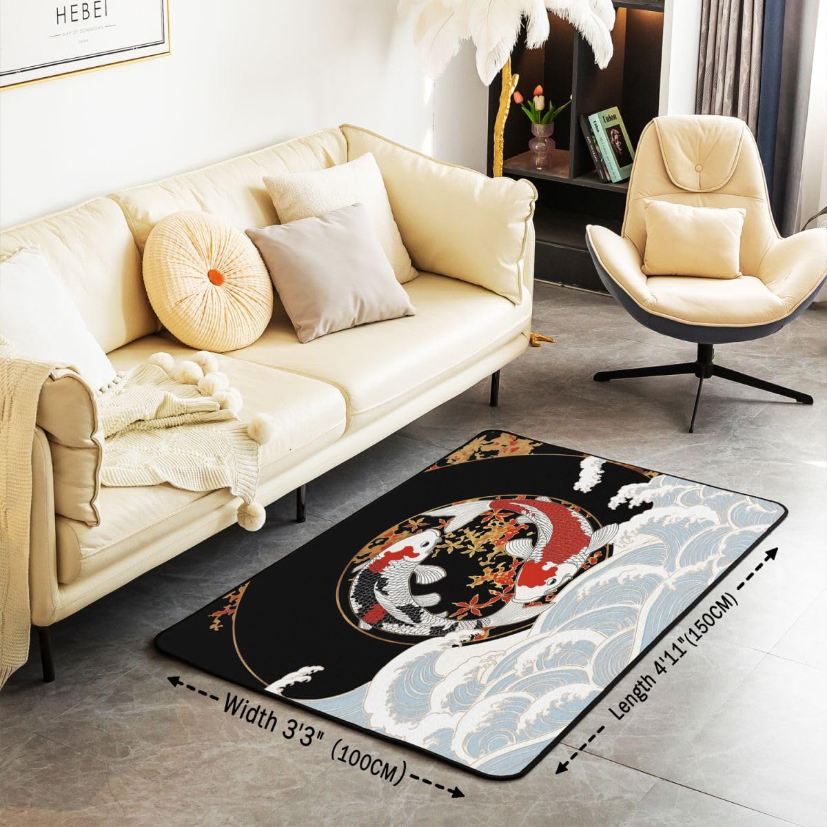 Homewish Dywaniki do salonu z japońskimi rybami koi 100 x 150 cm