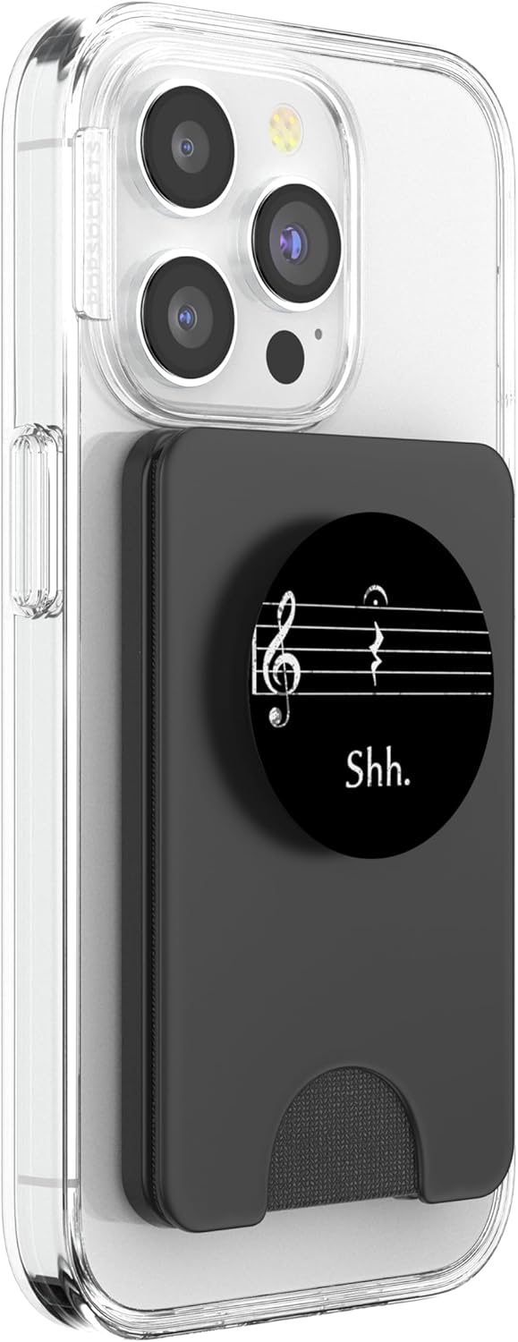Funny Music Shh Quarter Rest and Fermata PopSockets PopWallet for MagSafe