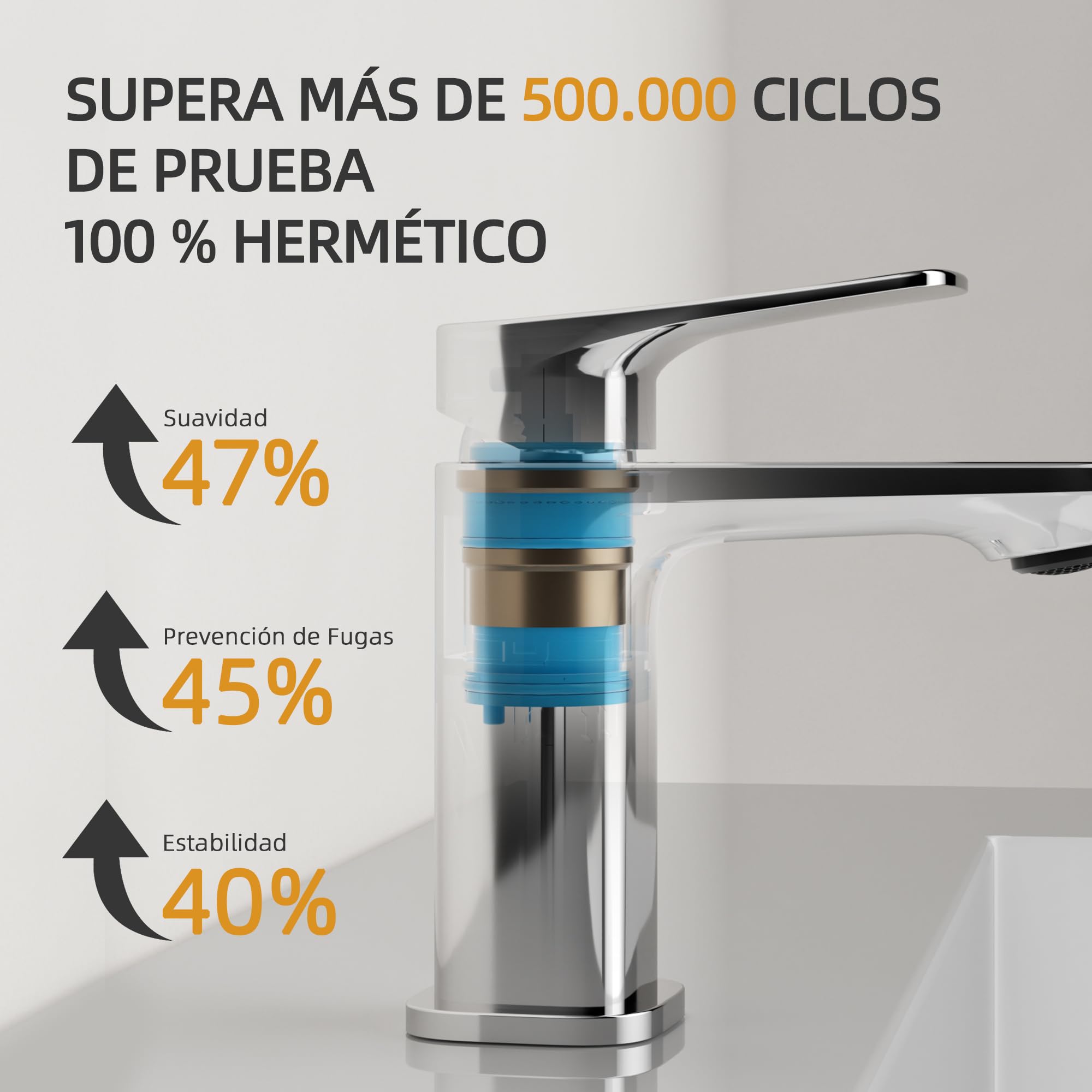 BELZ Grifo monomando de lavabo para baño, cartucho cerámico, instalación fácil, ahorro de agua y energía, diseño moderno