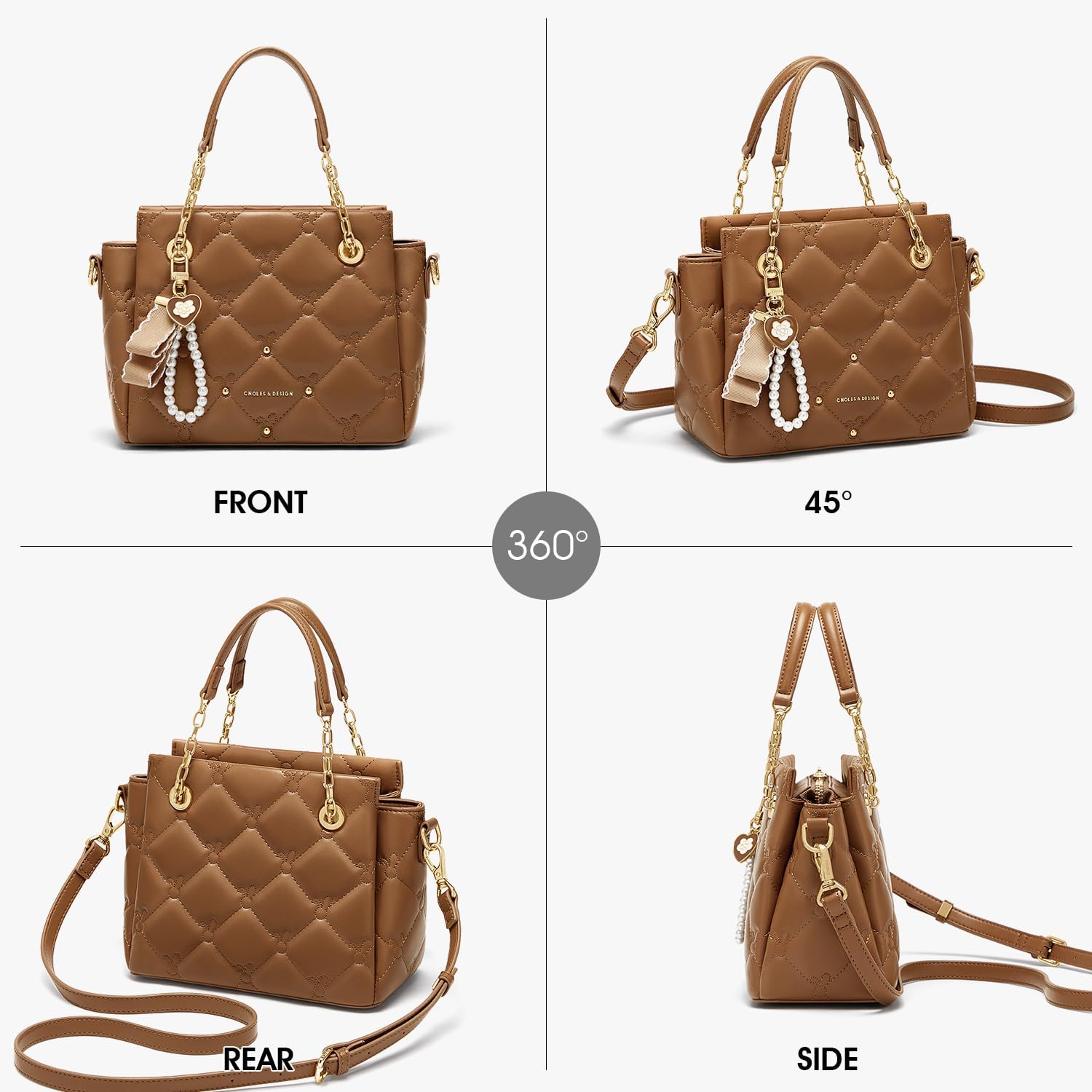 Cnoles Satchel Bag For Women Fashion Leather Handbags and Purses Shoulder Tote Crossbody Top Handle Bags - Image 4