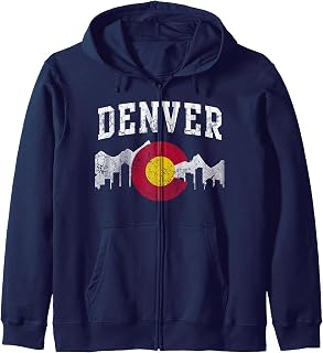 Denver Colorado Flag Skyline Hooded Sweatshirt Zip Hoodie