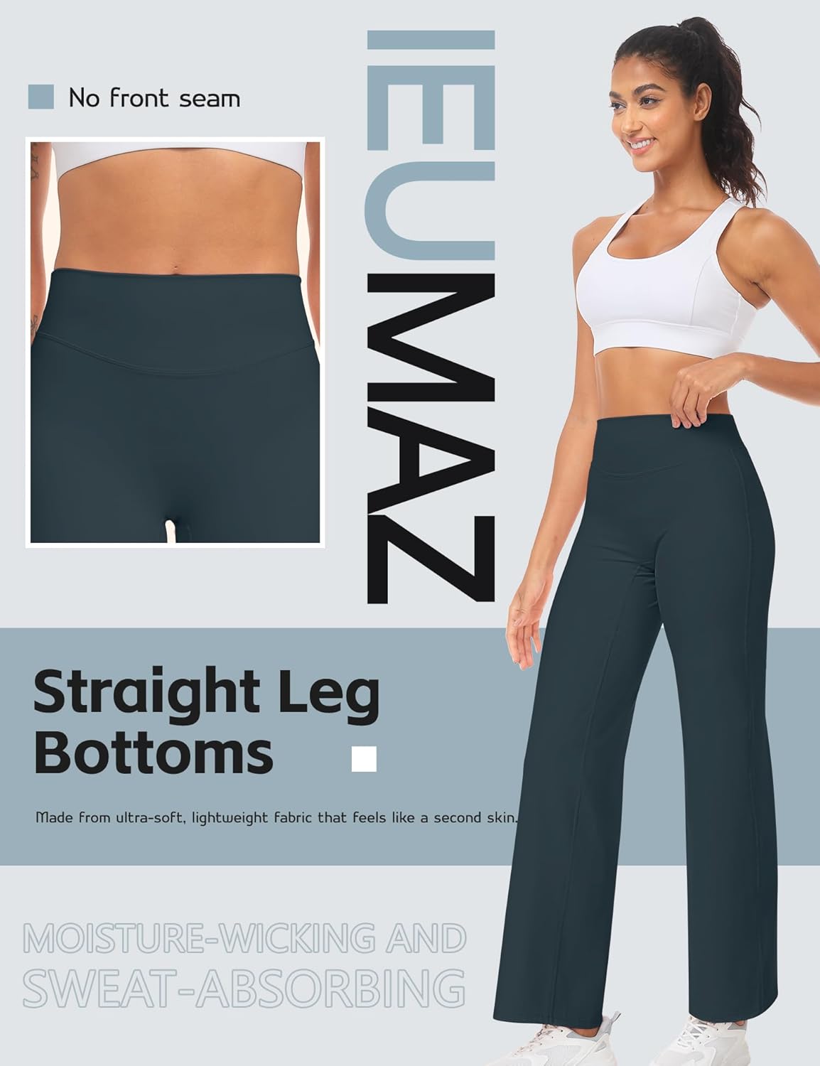 Women Straight Leggings Bottoms High Waist Gym Workout Leggings Stretch Casual Wide Leg Yoga Pants - Image 2