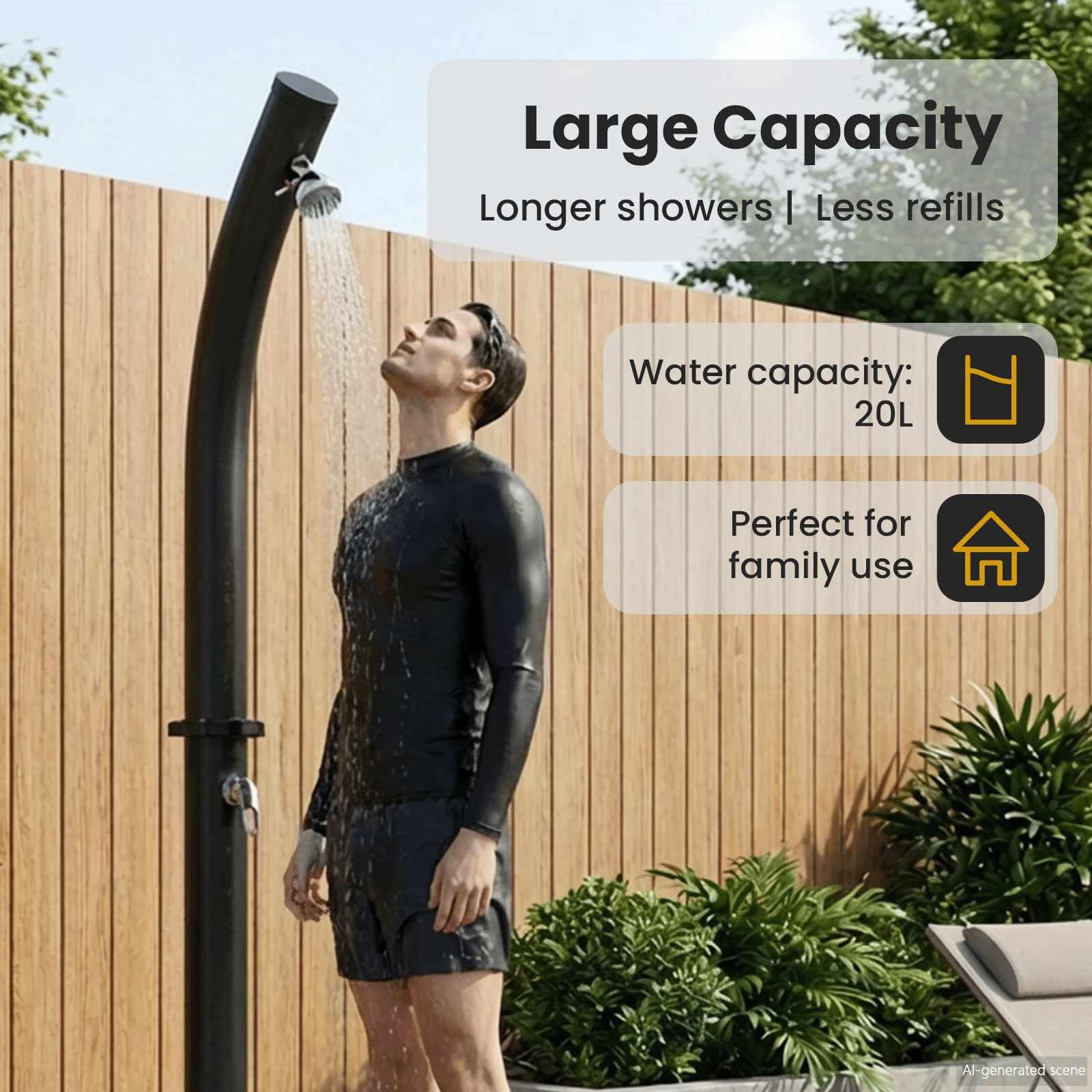 vidaXL Prysznic solarny z głowicą prysznica 20 l PVC, ABS, Stop cynku