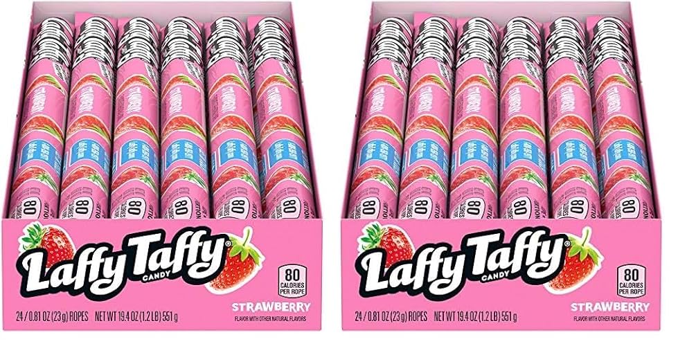 Laffy Taffy Rope Candy, Strawberry Flavor, 0.81 Ounce Ropes (Pack of 48) - Strawberry - 24 Count (Pack of 2)