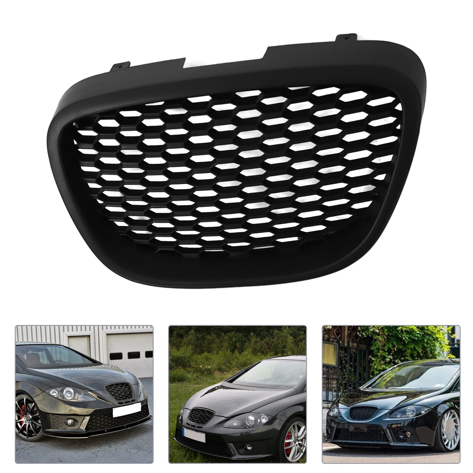 Parrilla delantera de panal negra mate 1133007, repuesto para Seat Altea Toledo, material ABS premium con revestimiento, instalación directa con perno, ajuste perfecto para MK2 1