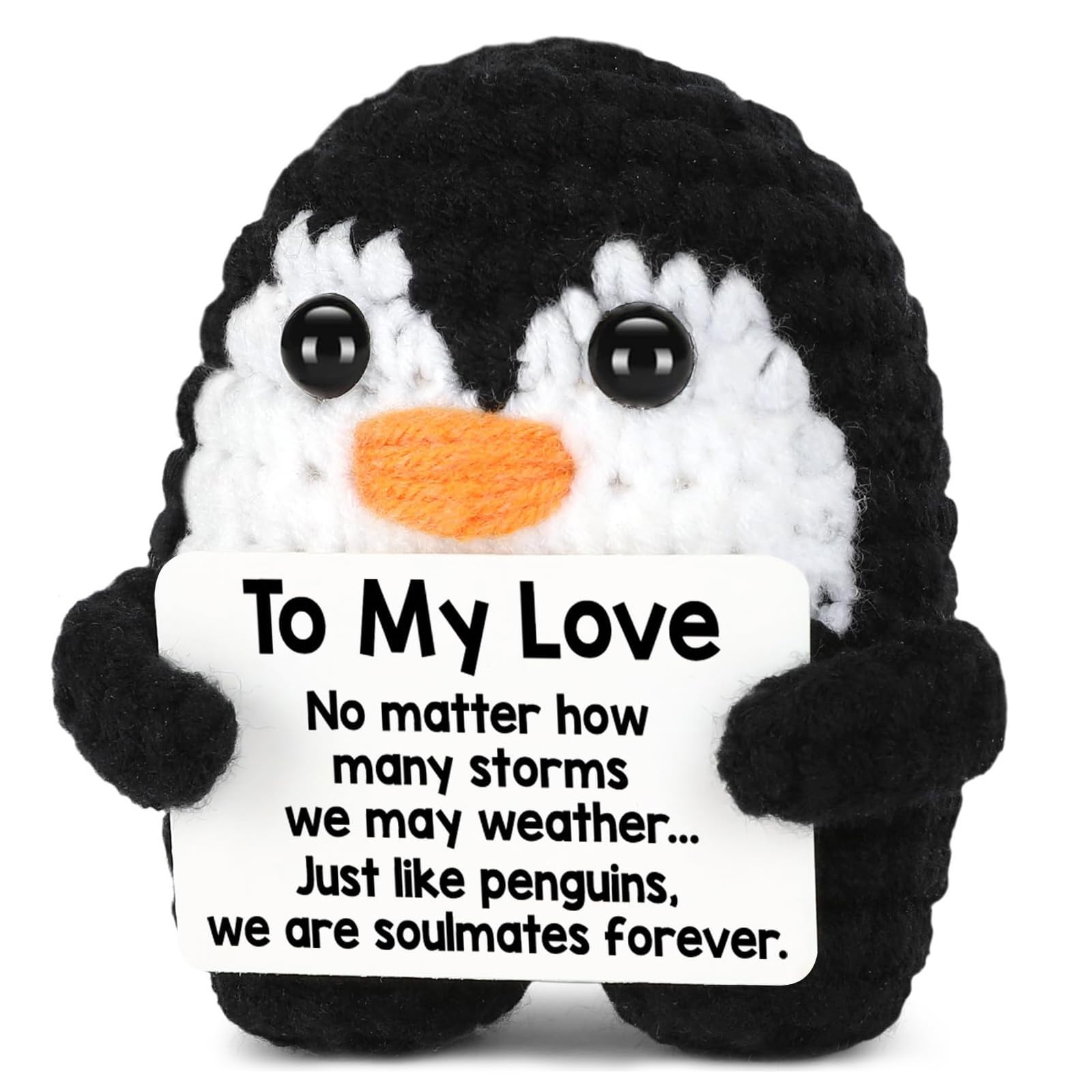 zhongko Positive Penguin Gifts for Women Men, Handmade Valentines Penguin, Cute Crochet Animals Pocket Penguin Hug, I Love You Gifts for Him, Penguin Couples Gift & Valentines Gifts for Her