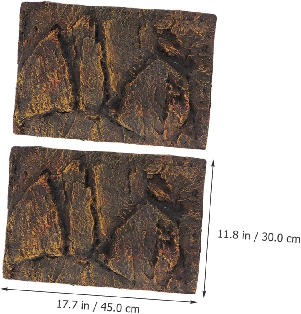 Totority 2Pcs Decorative Terrarium Background Board for Reptile Tank and Aquarium Durable PU Material Realistic Design Easy Installation Use for Fish and Turtle