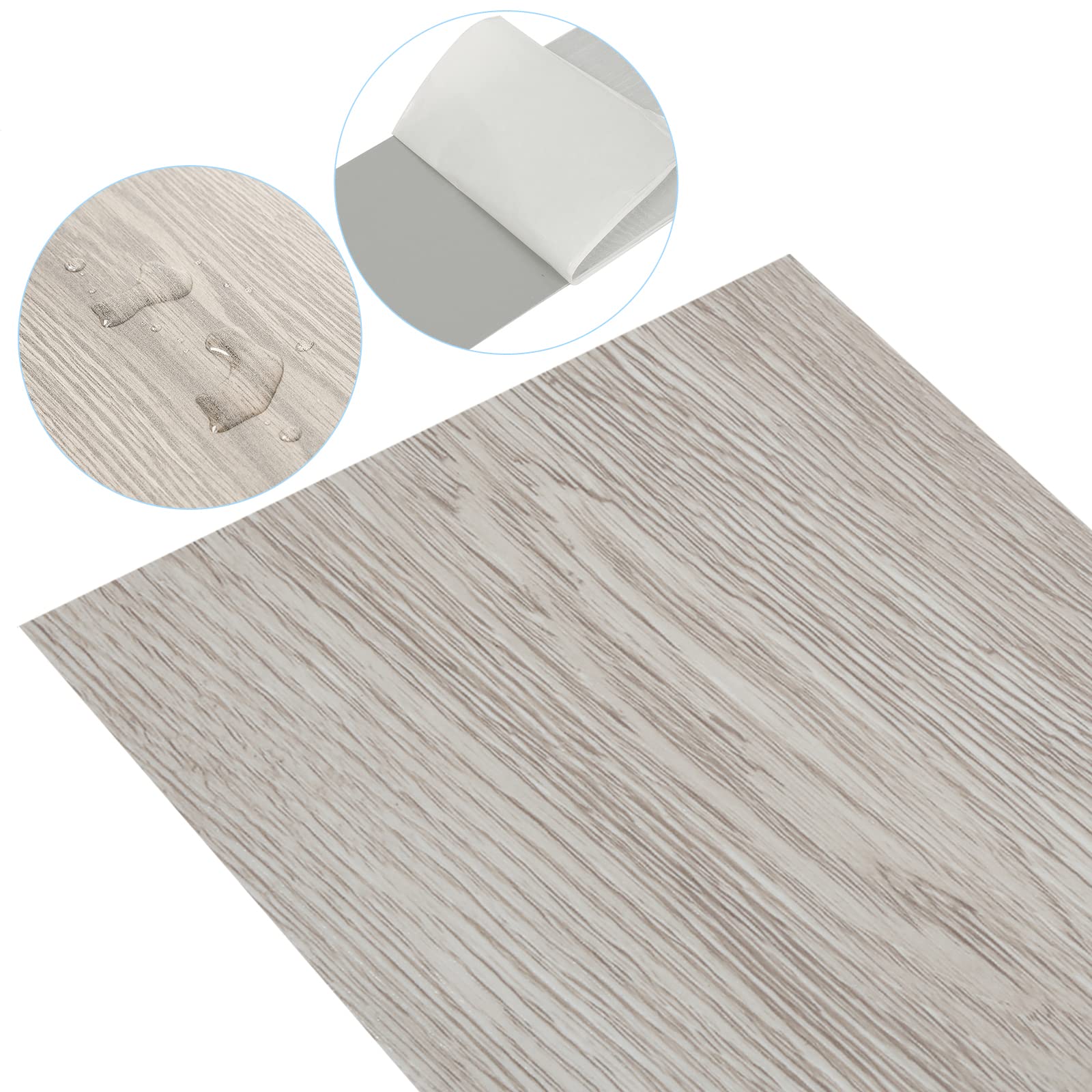 Fiqops Pavimenti in PVC, autoadesivi per pavimenti in vinile, ca. 5 m², antiscivolo, impermeabile, per pavimenti di design (White Oak)