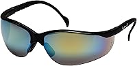 Vista 7 de Pyramex Venture II Safety Eyewear, Indoor/Outdoor Mirror Anti-Fog Lens Lente de bronce con bloqueo solar/marco negro