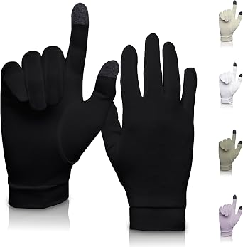 Pure Silk Glove Liners | Soft & Comfortable | Inner Thermal Touchscreen Gloves | Natural Wear | Unisex | With Wash Bag
