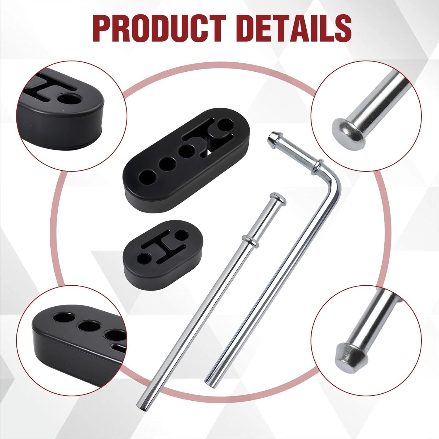 SPEEDWOX Exhaust Hangers Kit 4PCS 90° Bend Universal Exhaust Hanger Rods and Straight Long Muffler 8PCS Hanger Rubber Exhaust Hanger Rod 2 Hole 4 Hole Insulator Mount Car Automotive Replacement