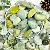 YISZM 2lbs 1-2 Inch Polished Jade Pebbles - Natural River Rocks for Plants, Landscaping, Aquariums, Vase Filler & Garden Decor