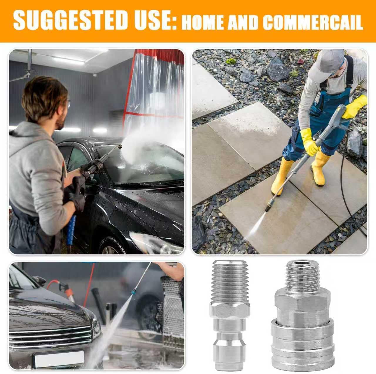 1/4Inch Pressure Washer Quick Connect Fittings,Stainless Steel Pressure Washer couplers for Home and Commercial,Female and Male Thread,Pressure Washer Adapter-5000PSI(8 Pack)