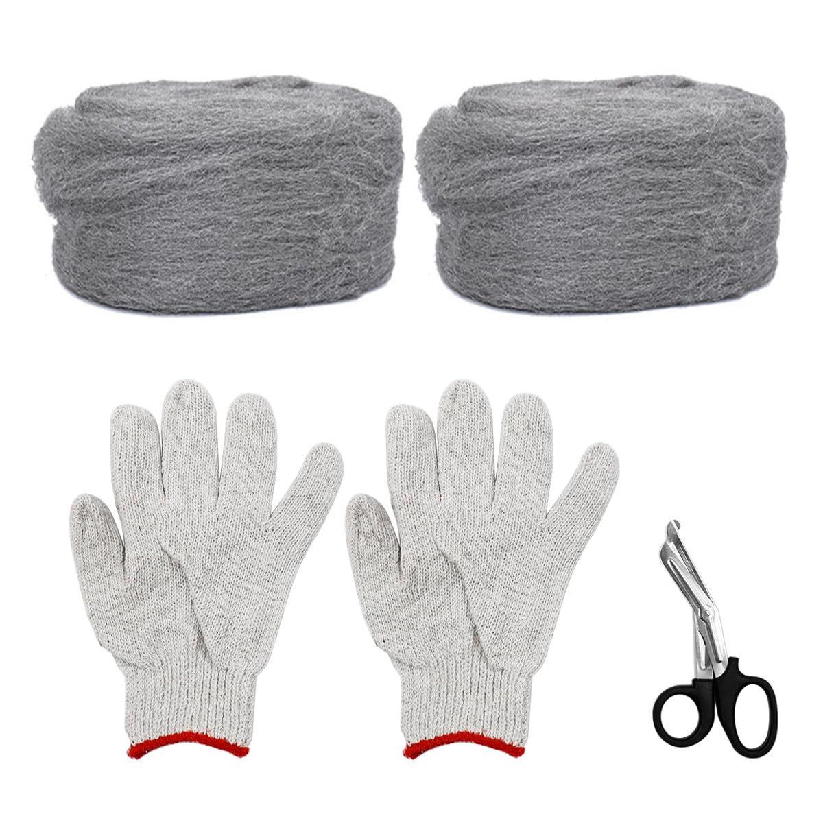 TiardeySteel Wool Mice Blocker Wire Wool with Work Gloves and Scissor for Sealing Gaps Cleaning Polishing
