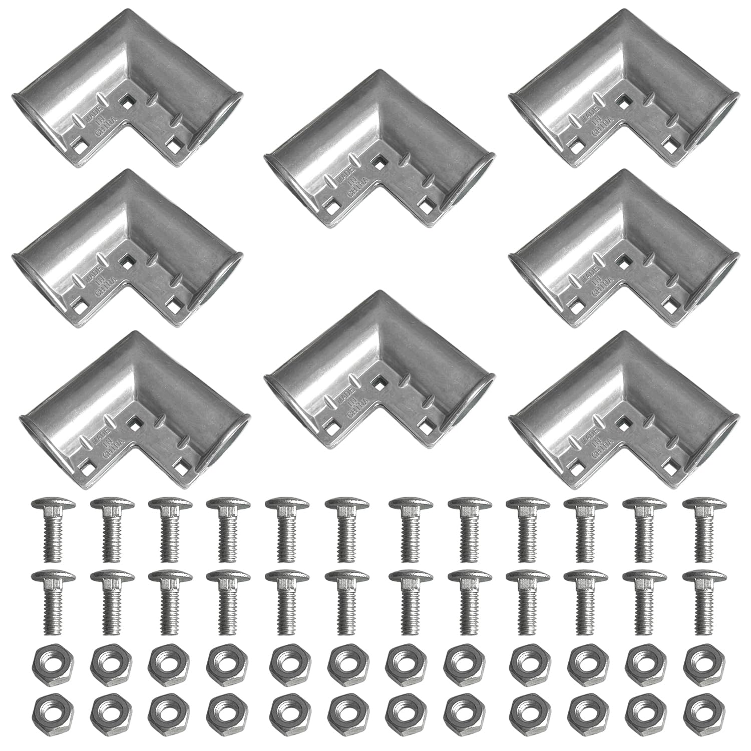 (8 Pack) Aluminum Chain Link Fence Gate Cornor, 1-3/8" x 1-3/8" Outdoor Diameter Pipe, Gate Elbow with 90 Degree Angle Design (Silver)