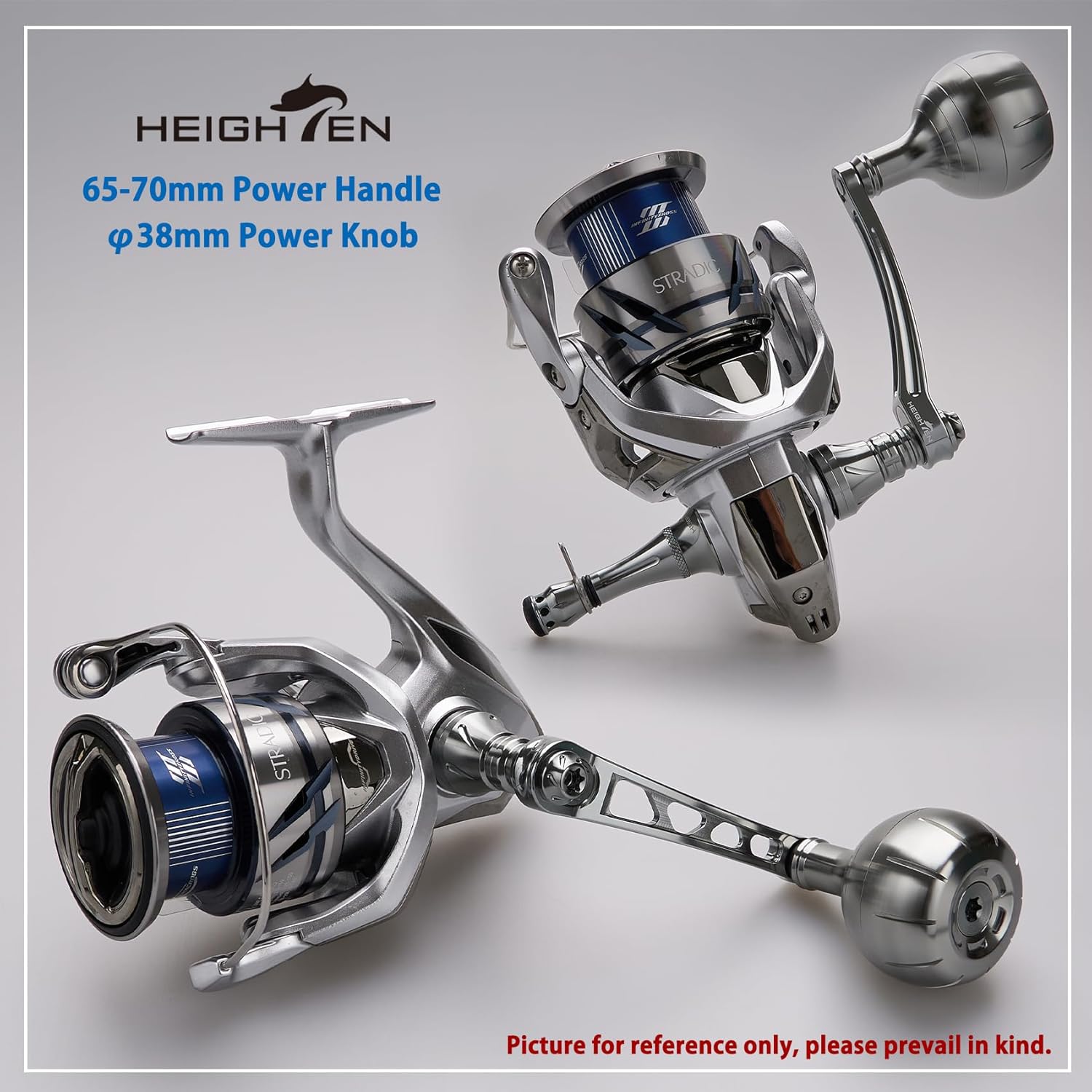 HEIGHTEN 65-70mm Spinning Reel Handle with 38mm Knob for Shimano Stradic FL FM Stella Vanford Vanquish Nasci Twinpower Daiwa Fuego BG MQ Ballistic Certate Luvias Tatula