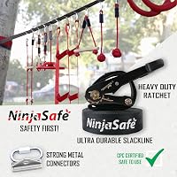 NinjaSafe Ninja Akadálypálya Gyerekeknek Kertbe - 10 Nehéz Akadály 15m Slackline Kötéllel - Kültéri Játszótér Mászóhálóval Létrával 5